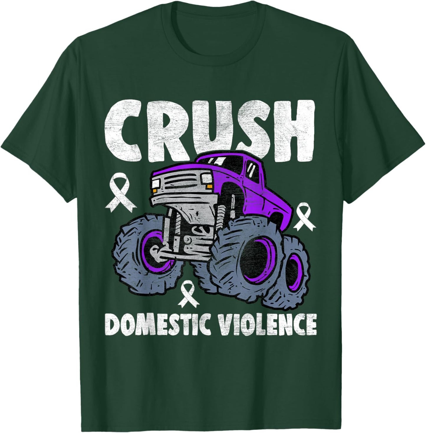 Crush Domestic Violence Awareness Monster Truck Purple Kids T-Shirt - T-Shirt | Forest