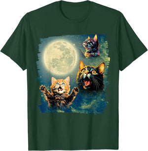 Cat Howling at the Moon funny Cats T-Shirt - T-Shirt | Forest