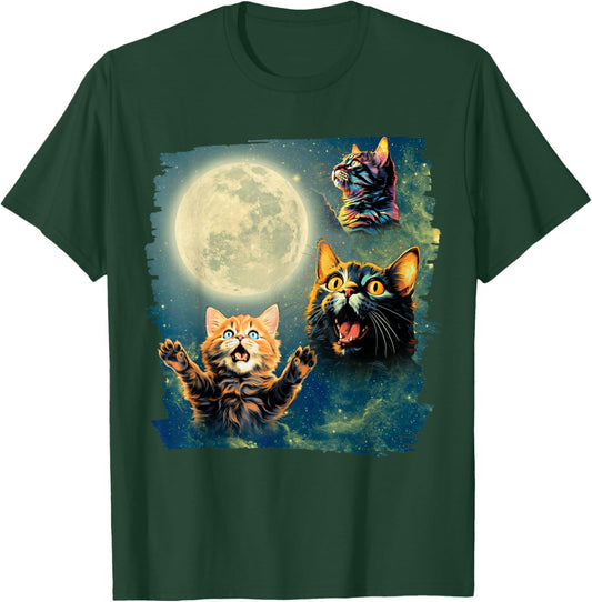 Cat Howling at the Moon funny Cats T-Shirt - T-Shirt | Forest