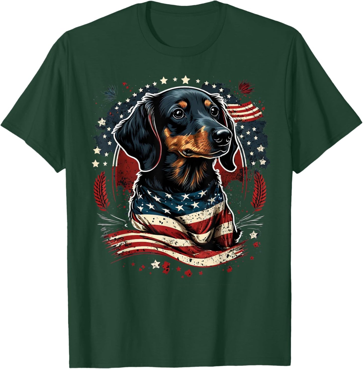 USA 4th Of July Dachshund on Patriotic American Dachshund Kids Men T-Shirt - T-Shirt | Forest