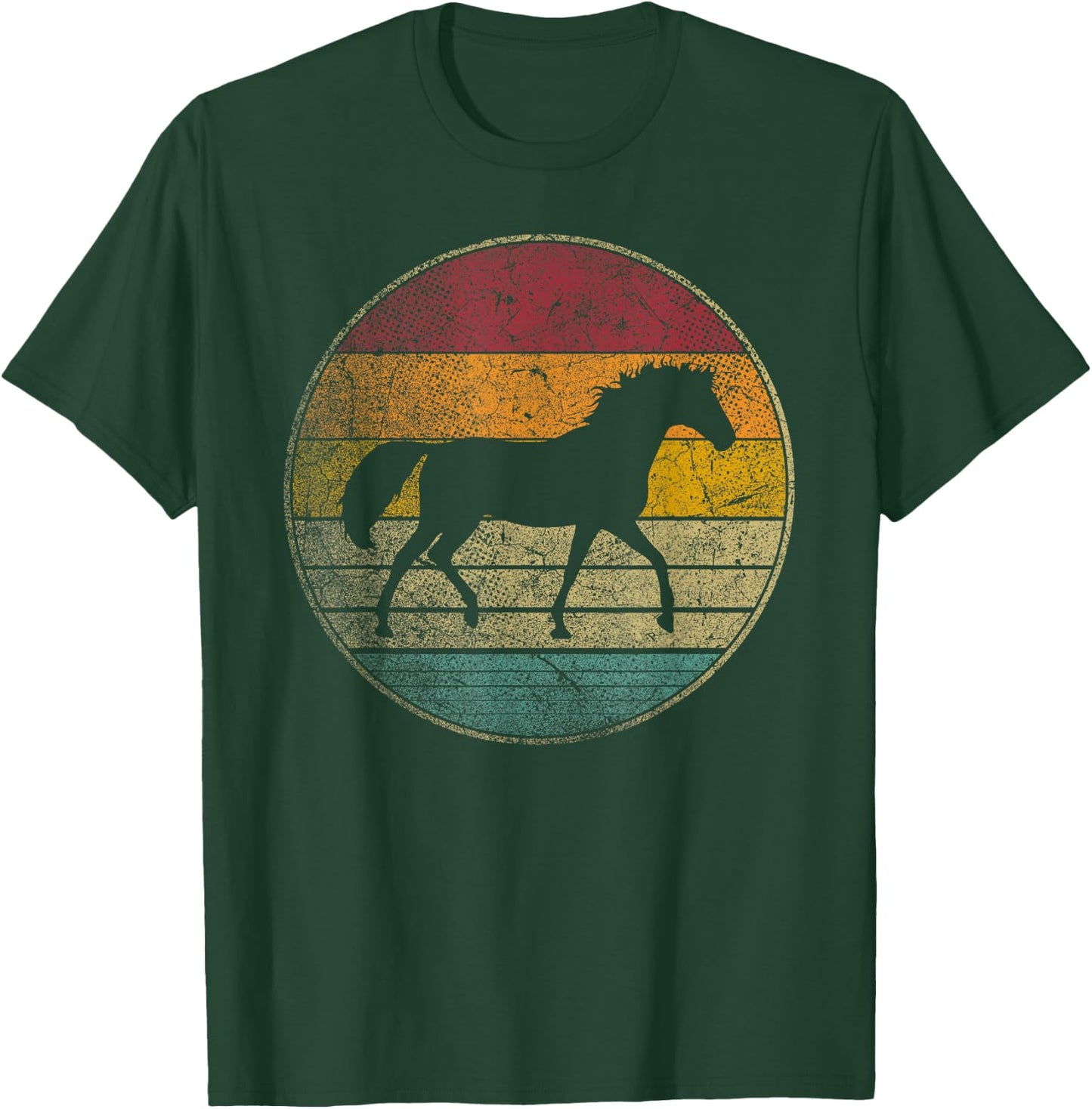 Horse Riding Love Equestrian Girl Vintage Distressed Retro T-Shirt - T-Shirt | Forest