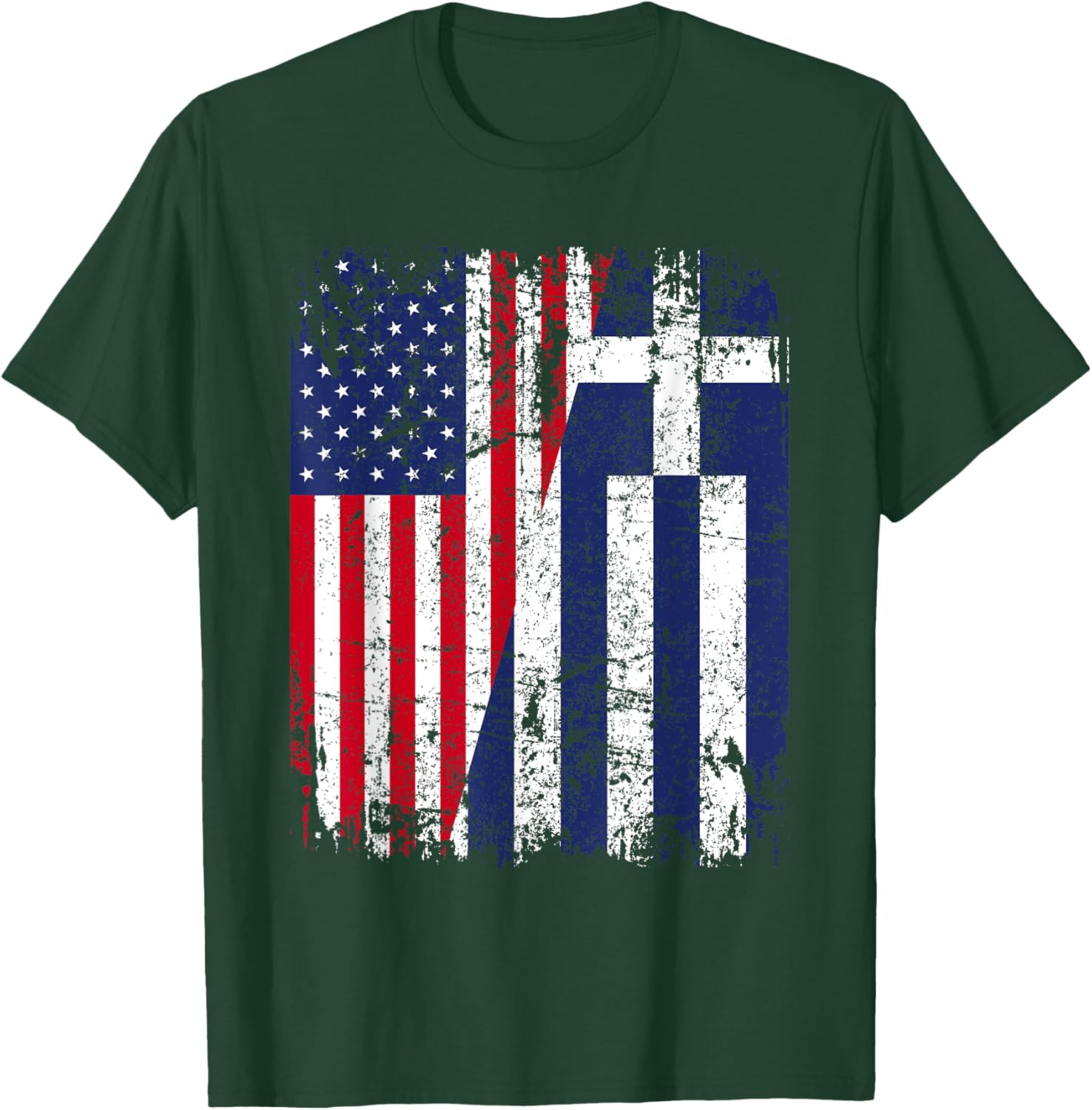 GREEK American Flag | Men Women Kids | GREECE T-Shirt - T-Shirt | Forest