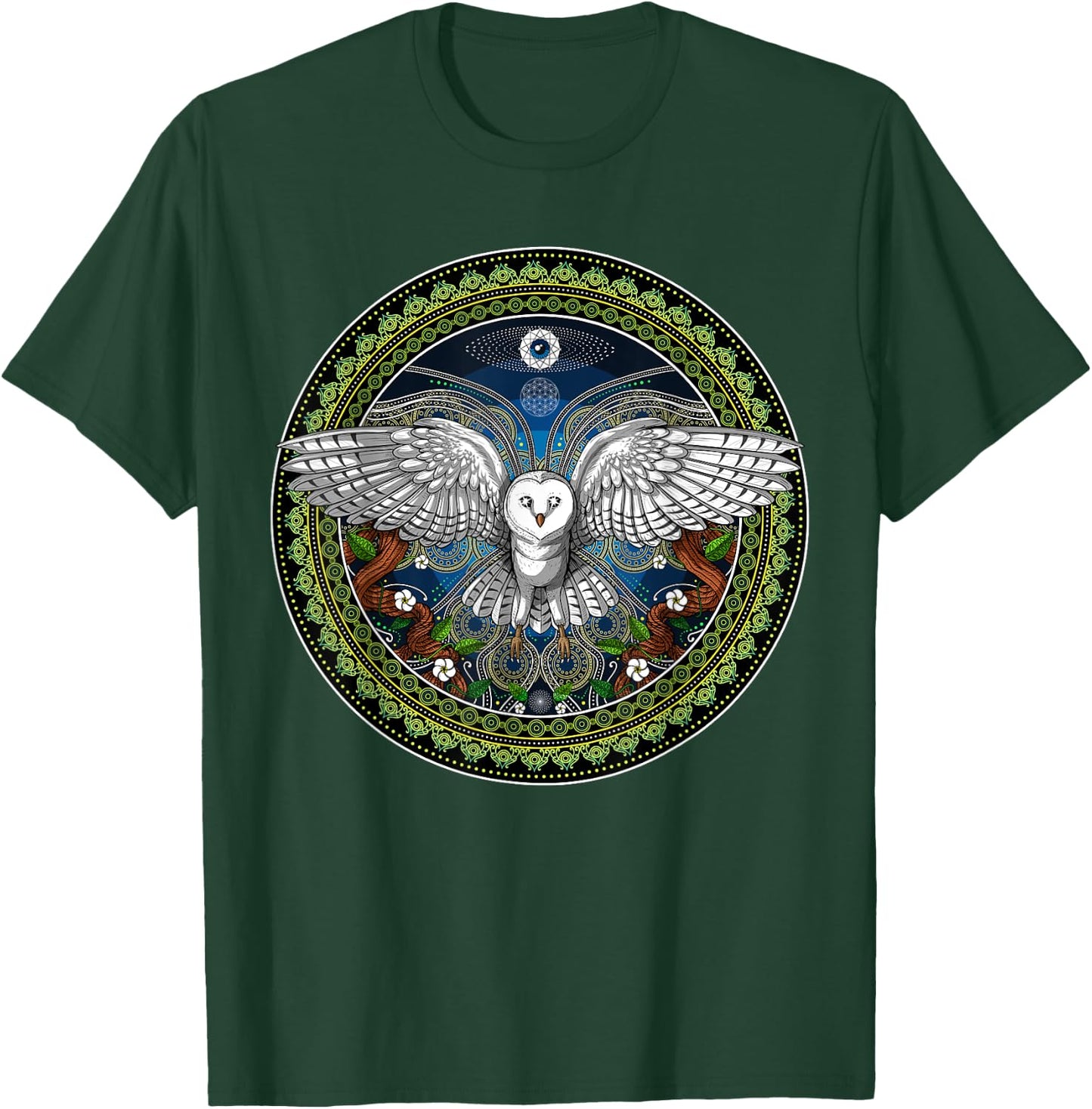 Owl Bird Psychedelic Sacred Geometry T-Shirt - T-Shirt | Forest