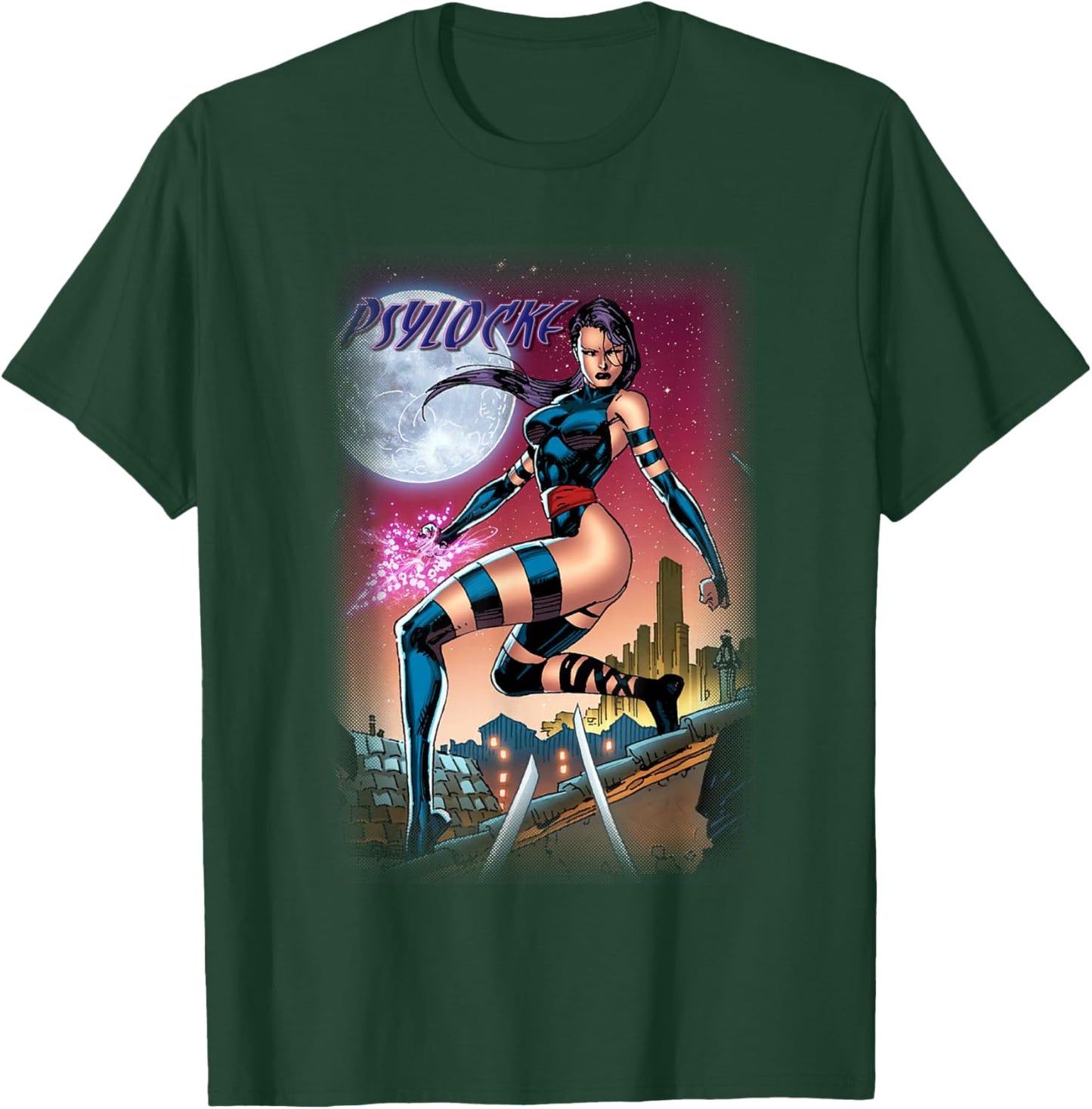 Marvel X-Men Psylocke Under The Moonlight Poster T-Shirt - T-Shirt | Forest