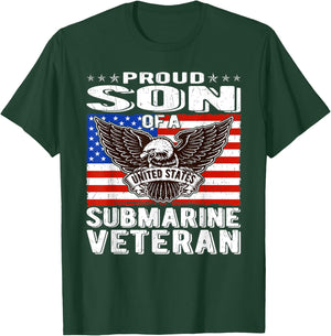 Proud Son Of Submarine Veteran Patriotic Military Family T-Shirt - T-Shirt | Forest