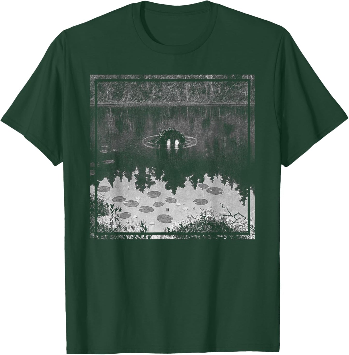 Nøkken - Theodor Kittelsen Black Metal Art Cover Troll Lake T-Shirt - T-Shirt | Forest