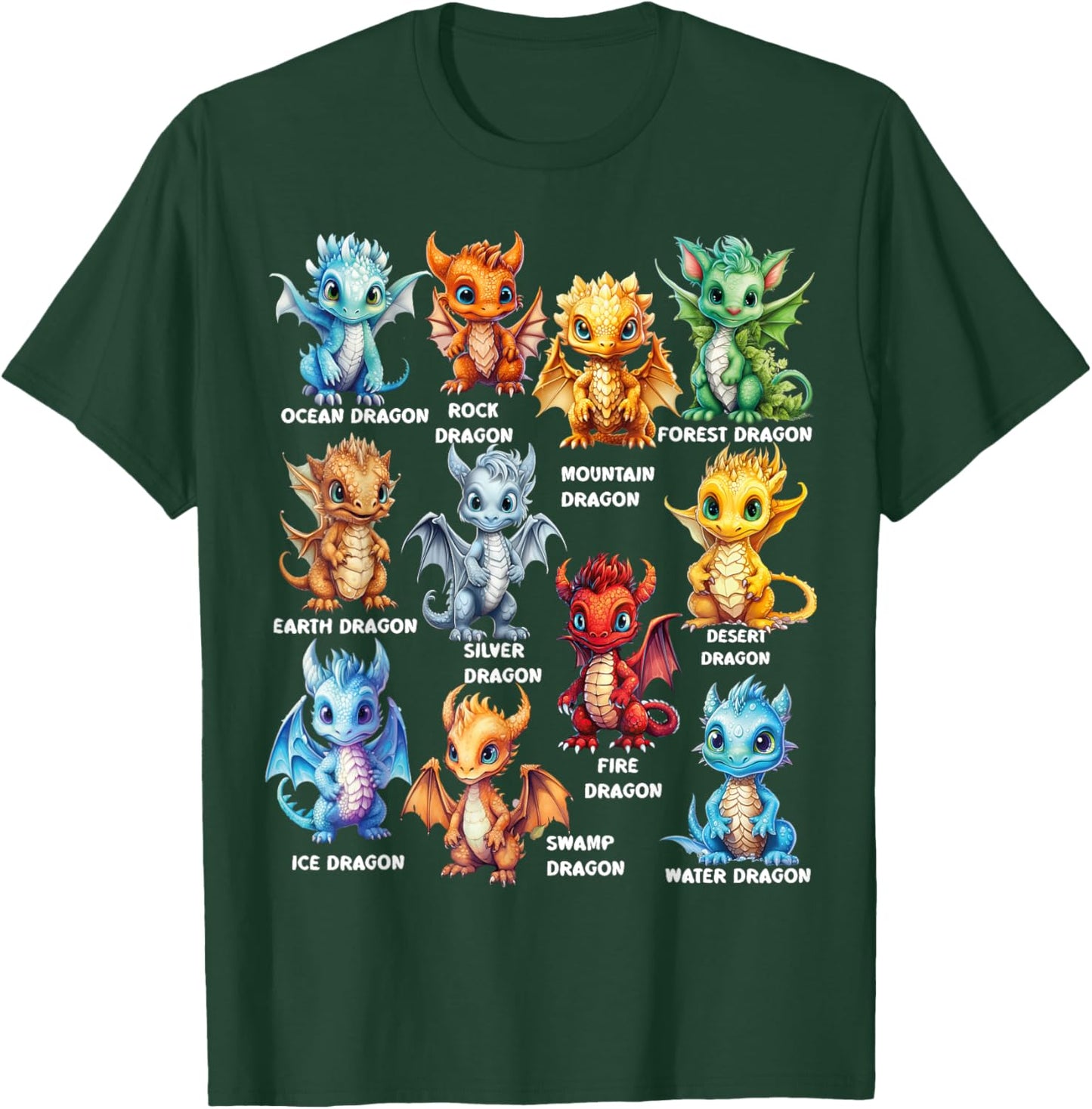Types Of Dragons Cool Dragon Kids Toddler Boys Girls T-Shirt - T-Shirt | Forest