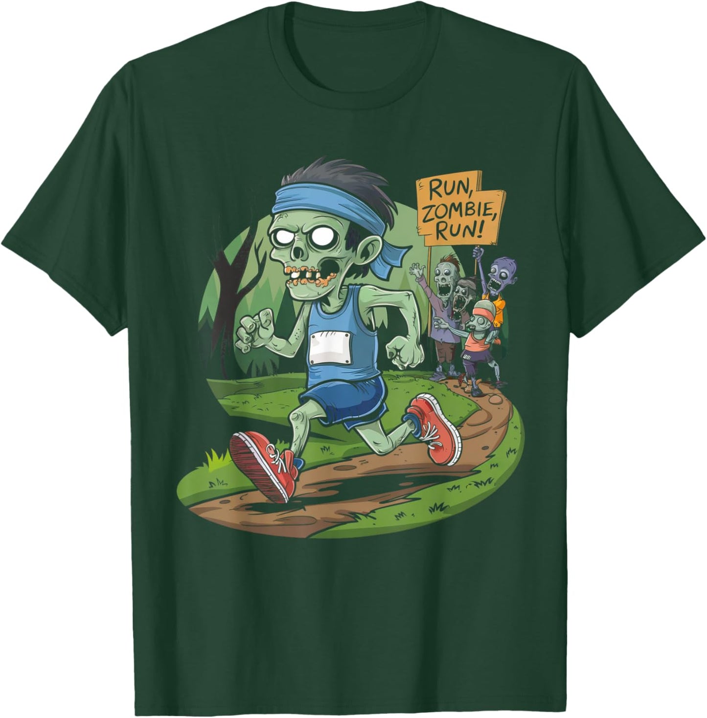 Halloween Running Shirt Funny Spooky Zombie Run Scary Runner T-Shirt - T-Shirt | Forest