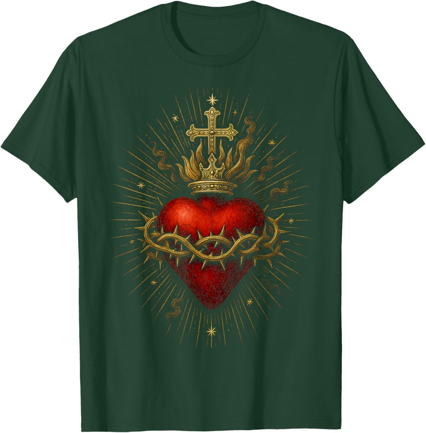 Sacred Heart of Jesus Catholic Christian Church Faith T-Shirt - T-Shirt | Forest