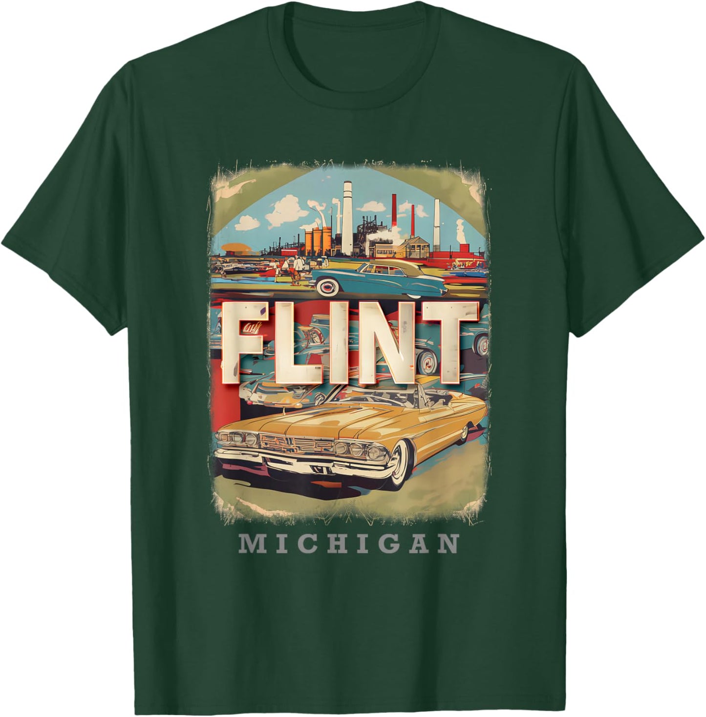 Flint Michigan MI Auto City SD410 T-Shirt - T-Shirt | Forest