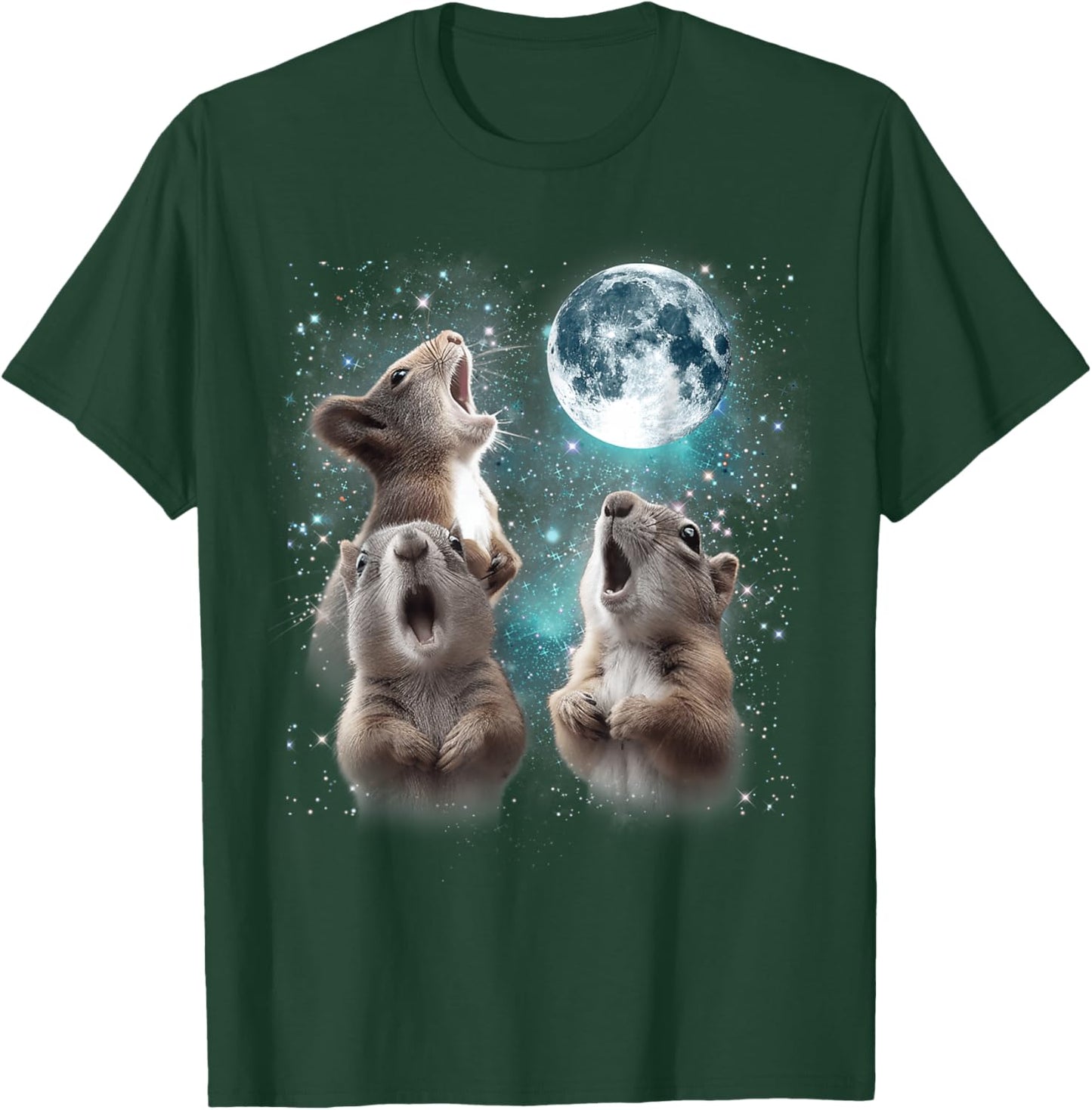3 Squirrel Moon Howling Squirrel Head Funny Women T-Shirt - T-Shirt | Forest