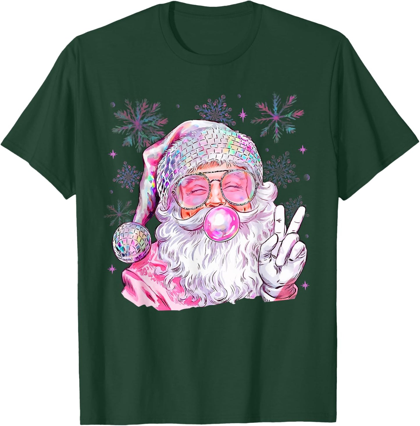 Vintage Santa Christmas Blowing Bubble Gum Girly Fireworks T-Shirt - T-Shirt | Forest