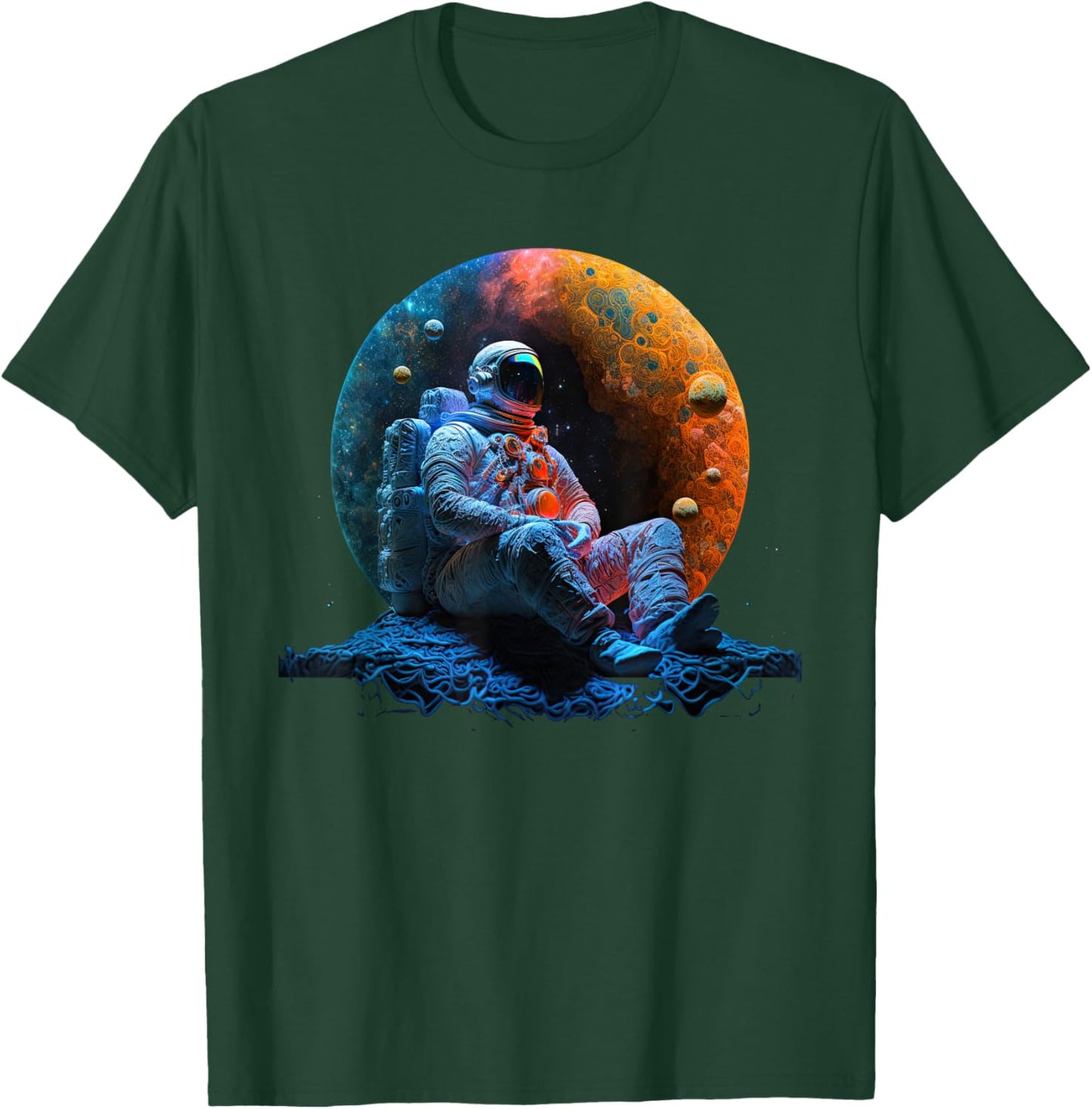 Meditating Astronaut Planets Meditation Astral Travel T-Shirt - T-Shirt | Forest