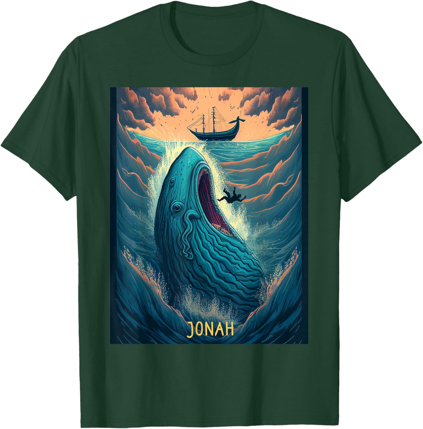 Cute Jonah and The Whale Bible Story T-Shirt - T-Shirt | Forest