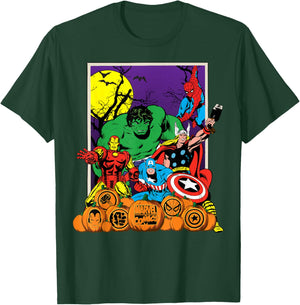 Marvel Comics Avengers Halloween Vintage Jack-o'-Lanterns T-Shirt - T-Shirt | Forest