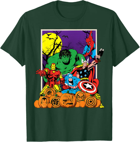 Marvel Comics Avengers Halloween Vintage Jack-o'-Lanterns T-Shirt - T-Shirt | Forest