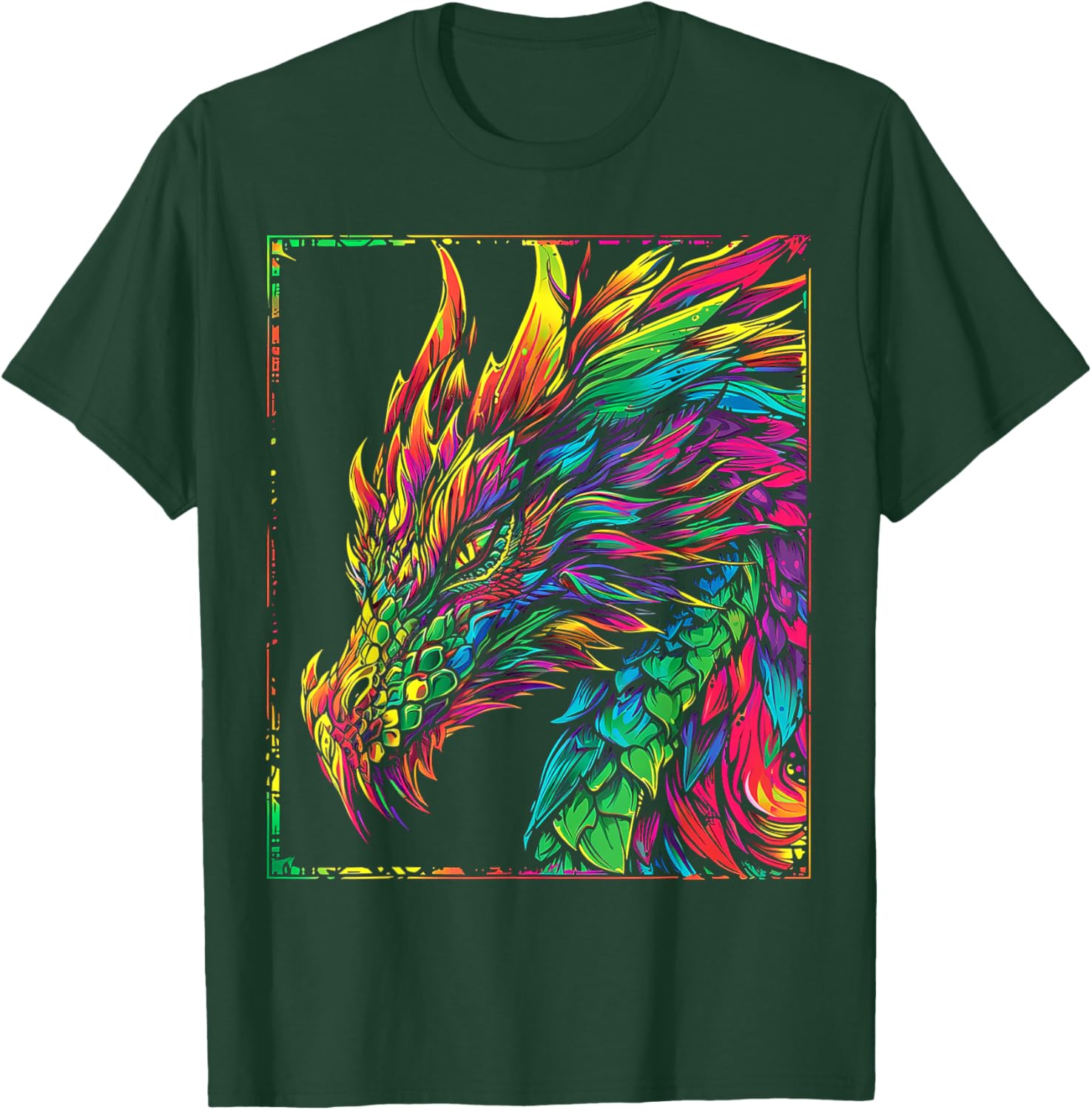 Dragon Abstract Colorful Scary Animal Art Graphic Dragon T-Shirt - T-Shirt | Forest