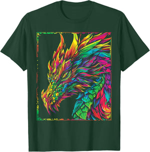 Dragon Abstract Colorful Scary Animal Art Graphic Dragon T-Shirt - T-Shirt | Forest
