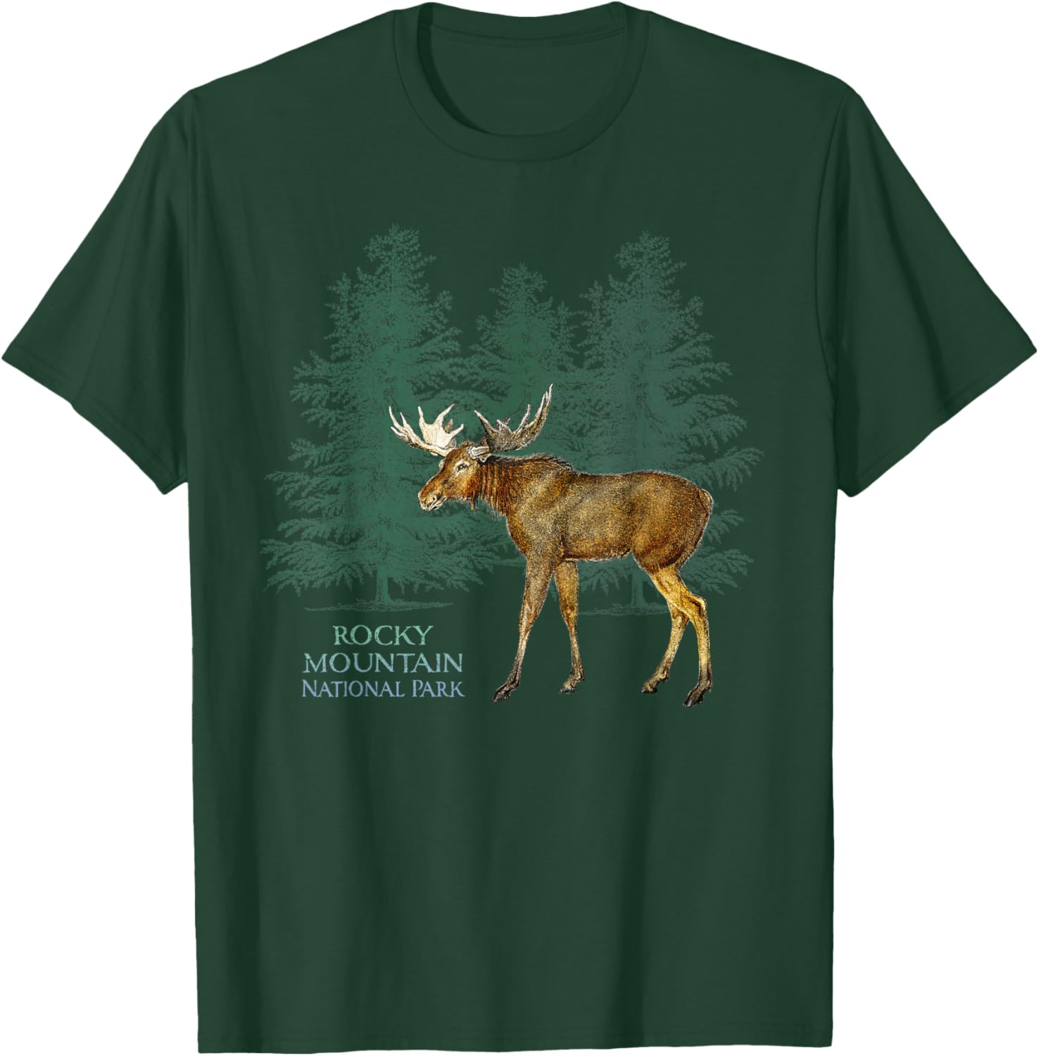 Rocky Mountain National Park Colorado Moose Trees T-Shirt - T-Shirt | Forest