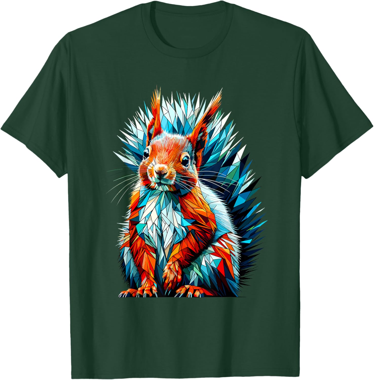 Polygon Art Red Squirrel Squirrels T-Shirt - T-Shirt | Forest