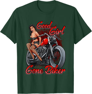 Sexy Pin Up Girl Biker Motorcycle Shirt Women T-Shirt - T-Shirt | Forest