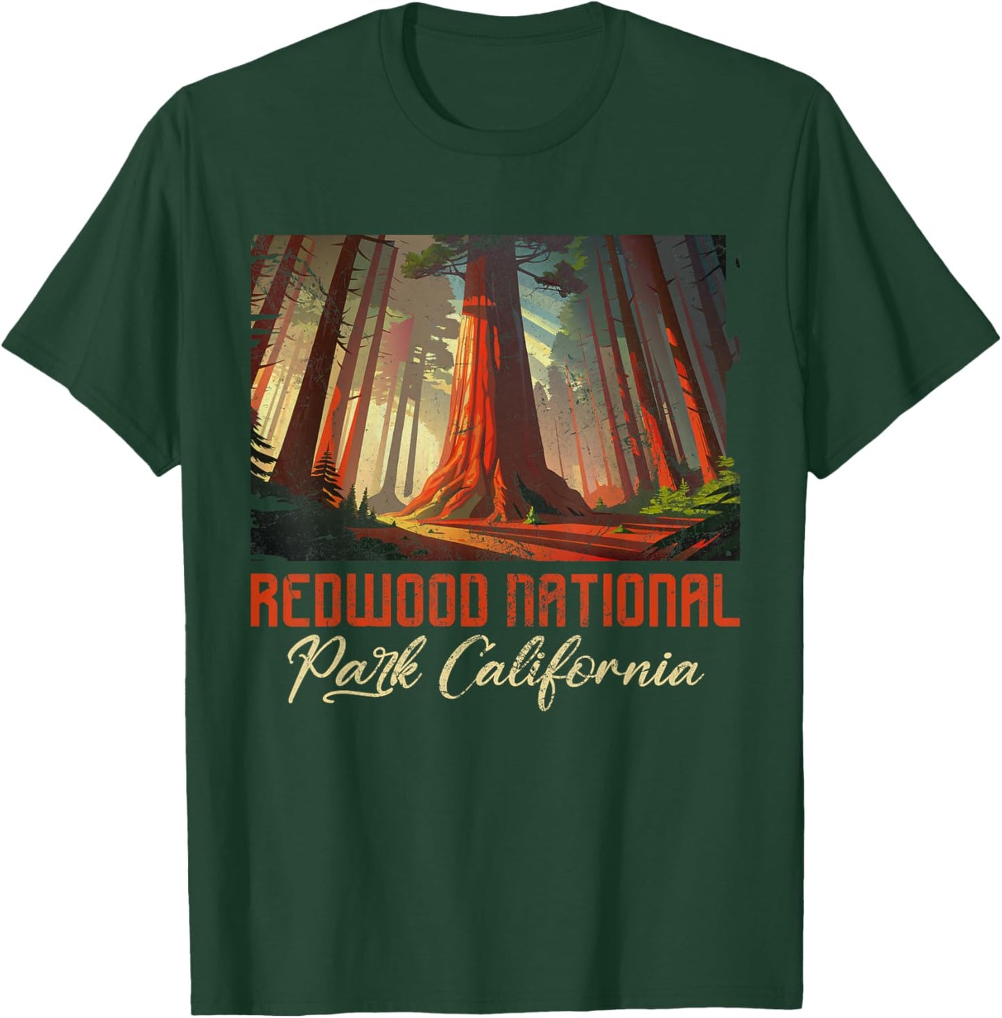 Redwood National Park California Redwood Forest Trees Grunge T-Shirt - T-Shirt | Forest