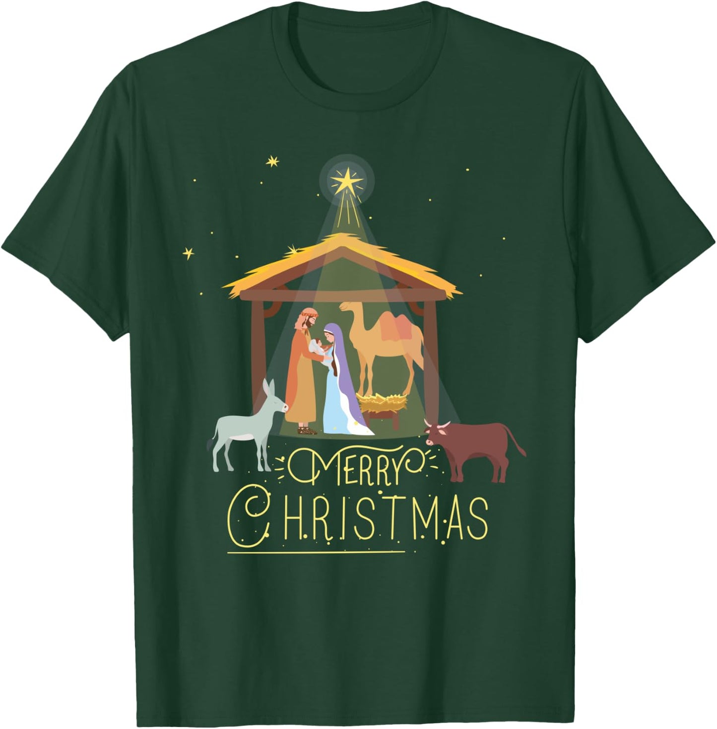 Merry Christmas - Nativity Scene North Star - Baby Jesus T-Shirt - T-Shirt | Forest