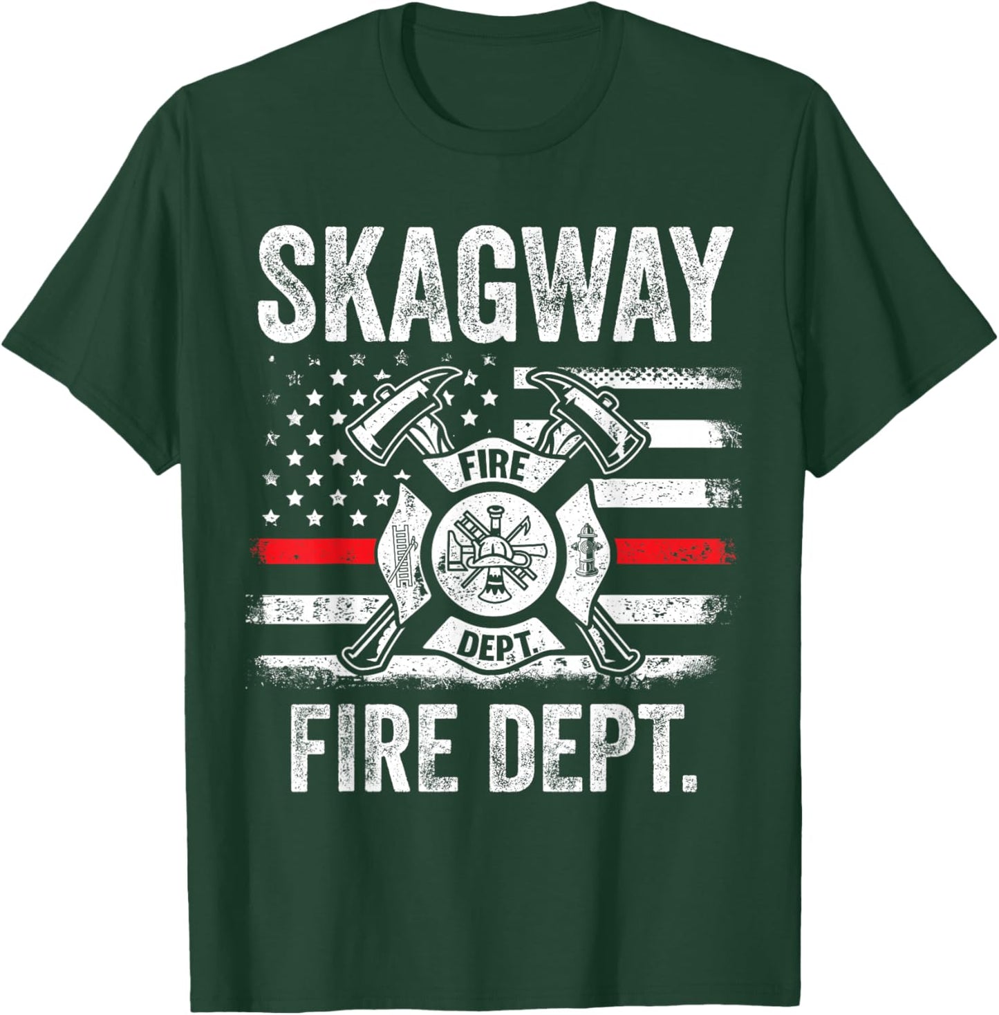 Skagway Alaska Fire Department Thin Red Line Fireman T-Shirt - T-Shirt | Forest