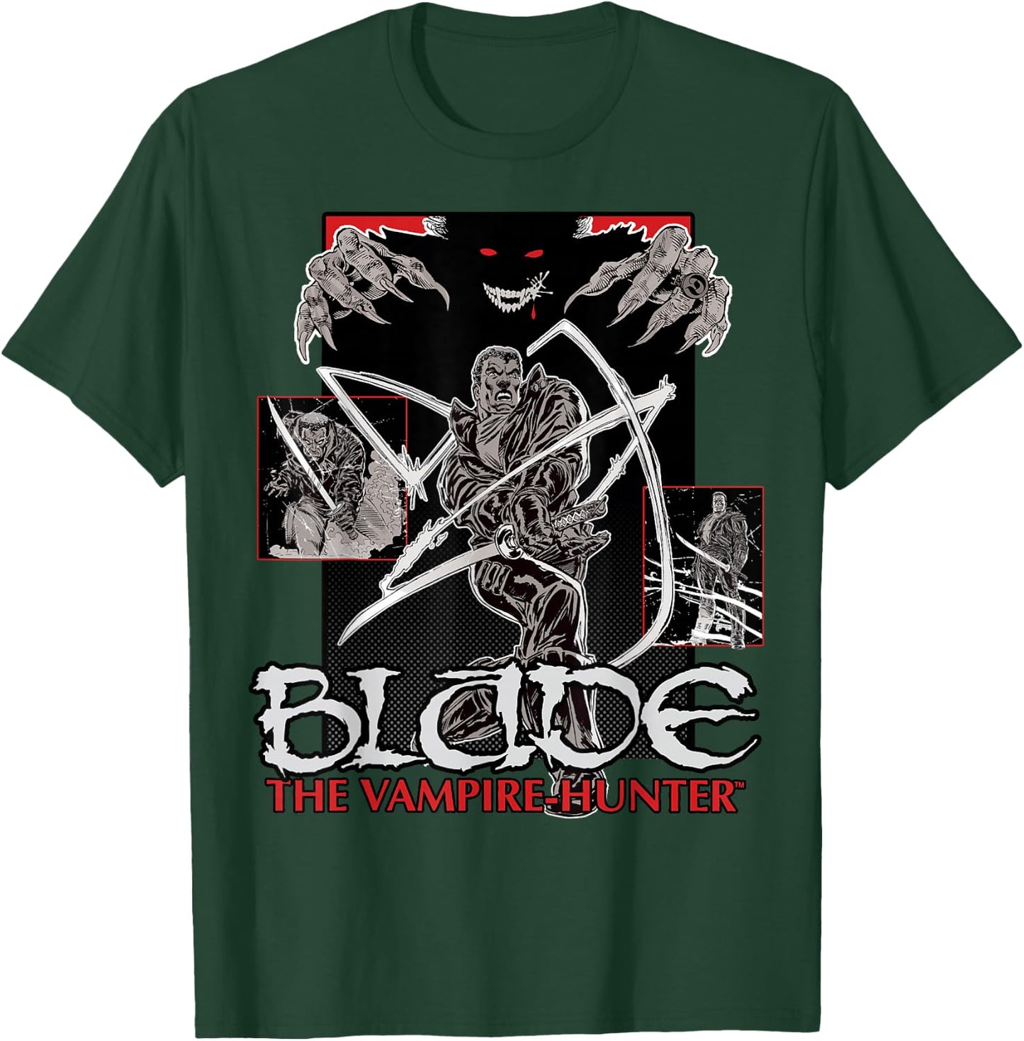 Marvel Blade Animated Series Portrait Collage Logo T-Shirt - T-Shirt | Forest