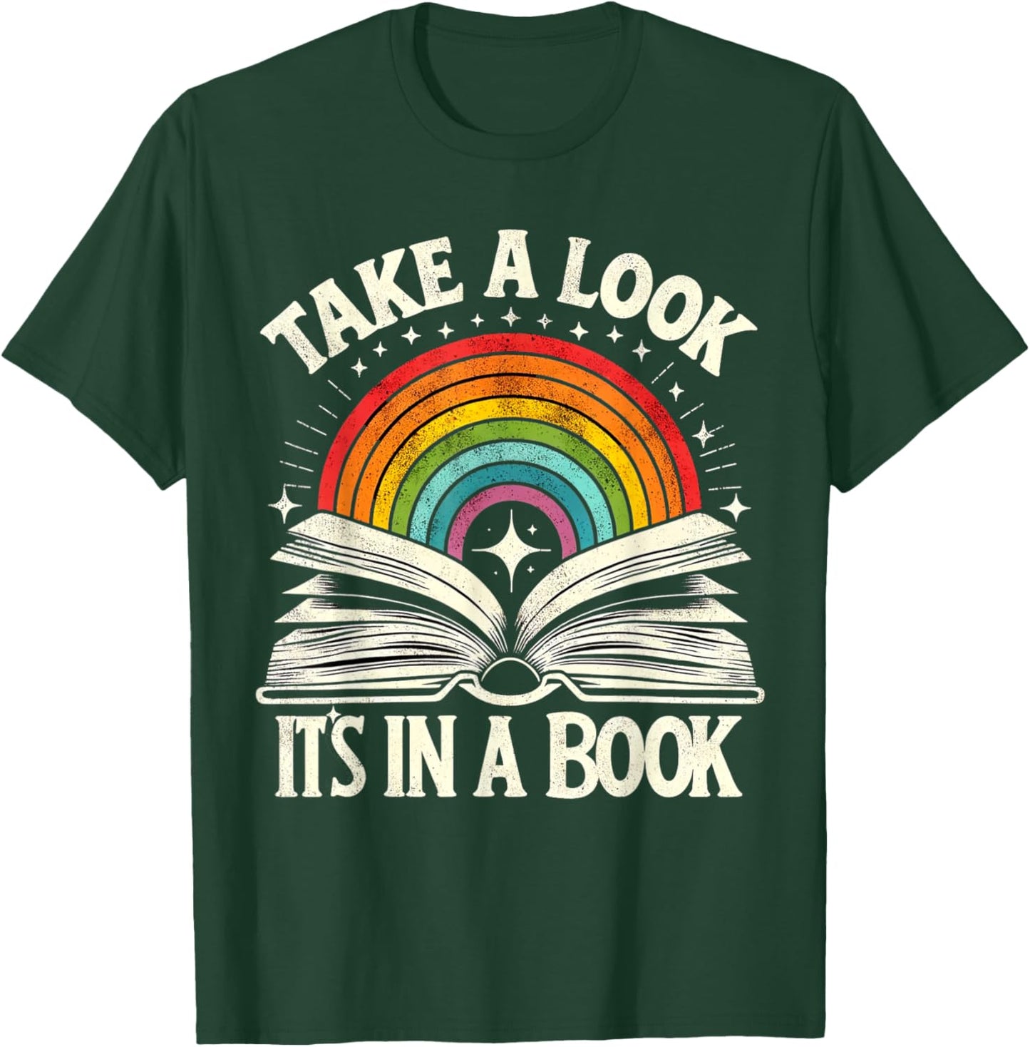 Take A Look A Book Vintage Reading Librarian rainbow T-Shirt - T-Shirt | Forest
