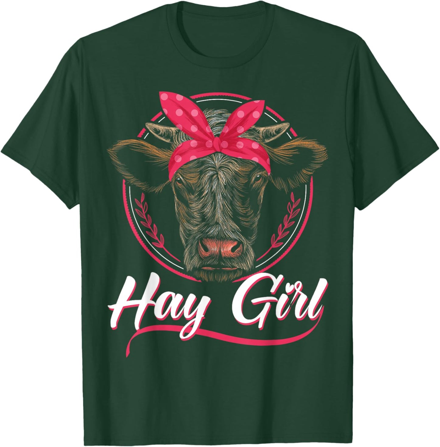 Hay Girl Farming Heifer Calf Cattle Lover Bandana T-Shirt - T-Shirt | Forest