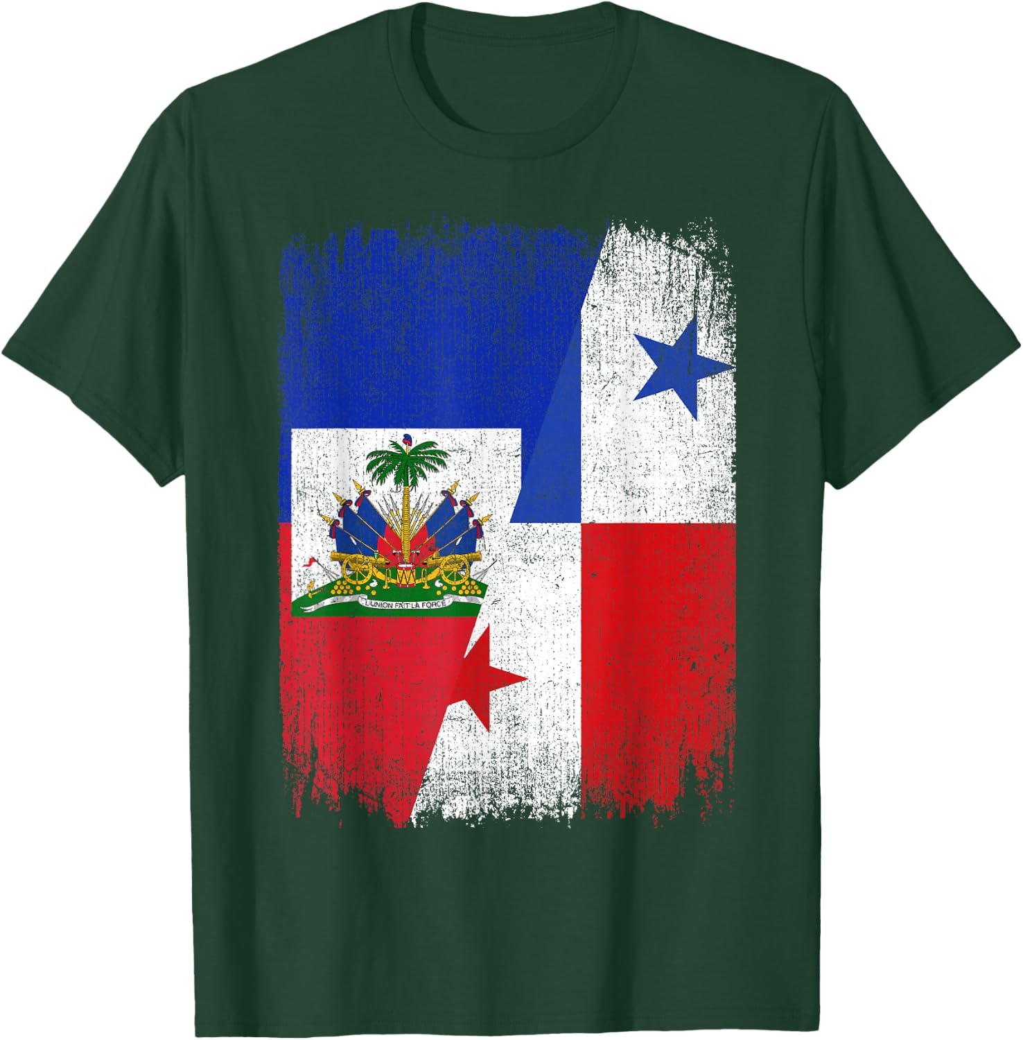 Half Haiti Panama Flag Haitian Panamanian Pride Roots T-Shirt - T-Shirt | Forest
