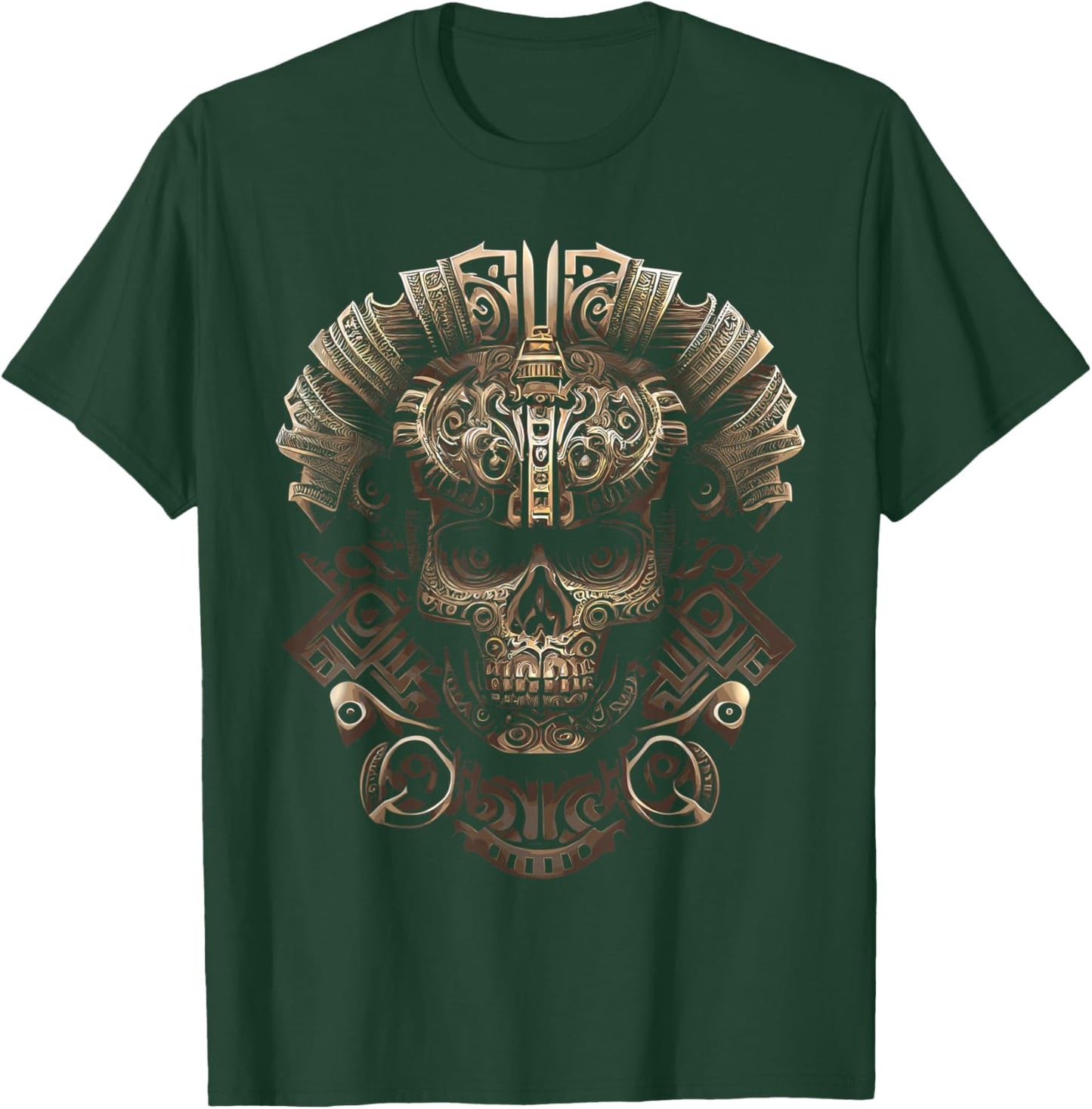 Mexican Mictlantecuhtli Aztec God Of Death Skull T-Shirt - T-Shirt | Forest