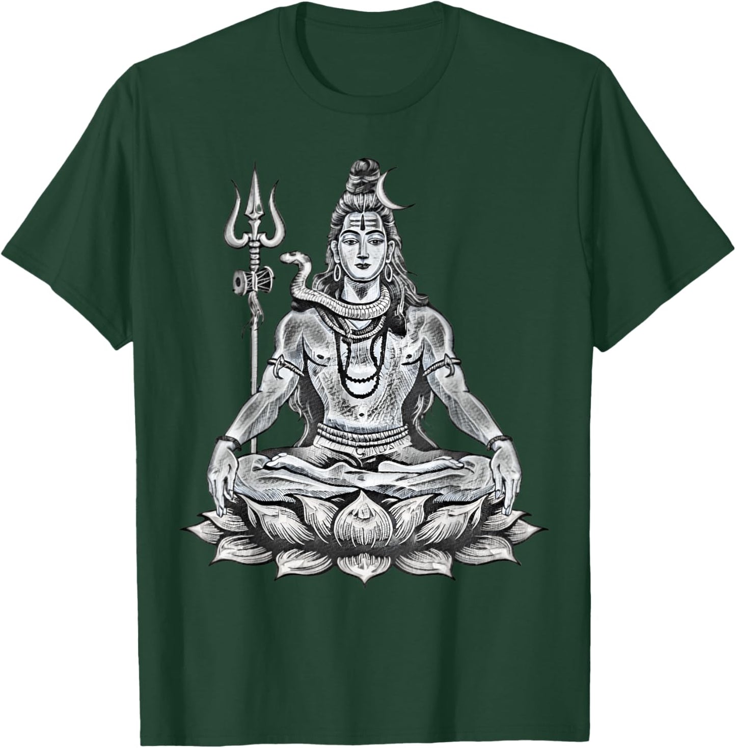 Lord Shiva On Lotus Perfect For Hindu Devotees Men Women T-Shirt - T-Shirt | Forest