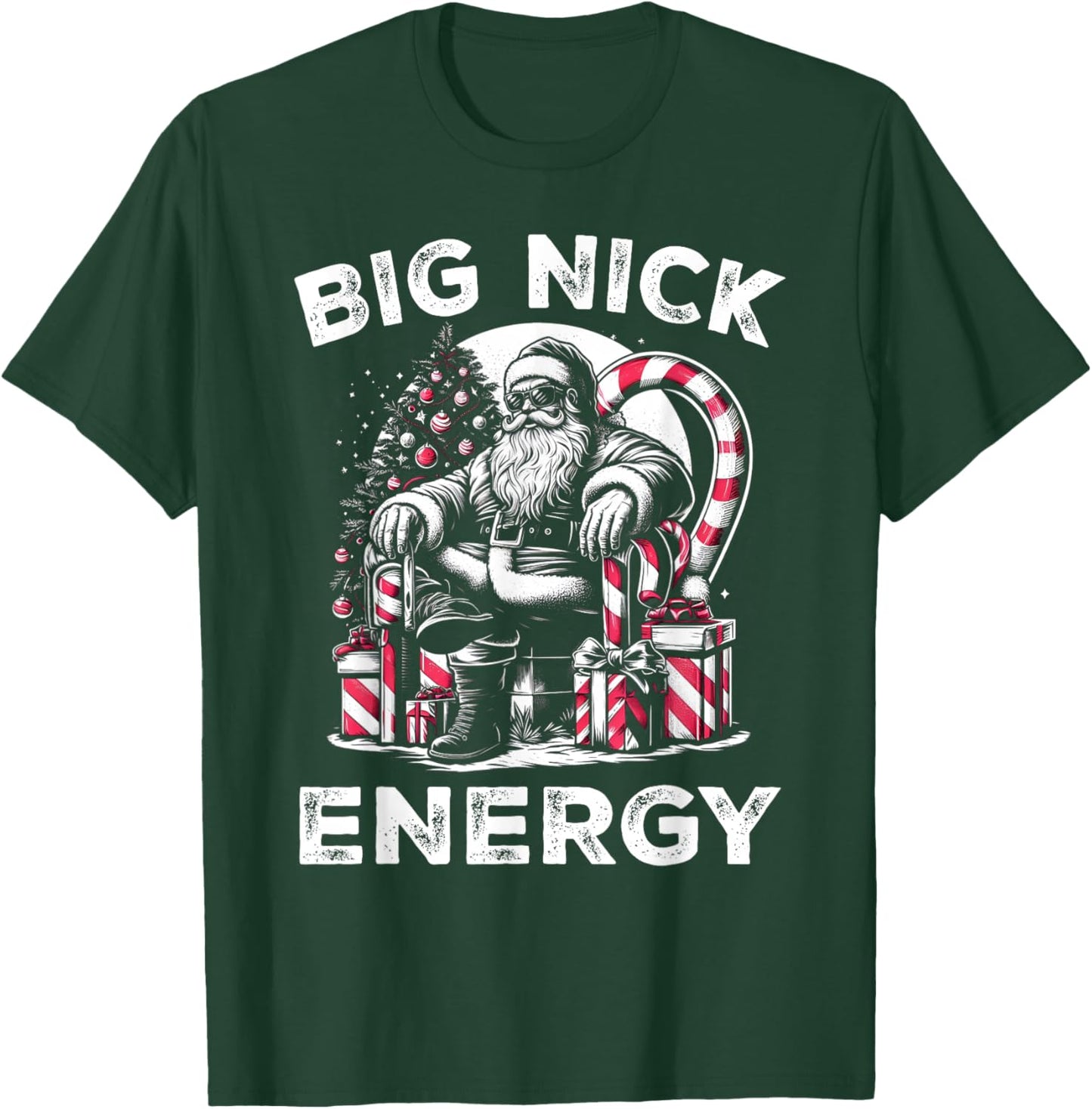 Big Nick Energy Funny Santa Claus Christmas Men Women Kids T-Shirt - T-Shirt | Forest