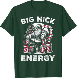 Big Nick Energy Funny Santa Claus Christmas Men Women Kids T-Shirt - T-Shirt | Forest
