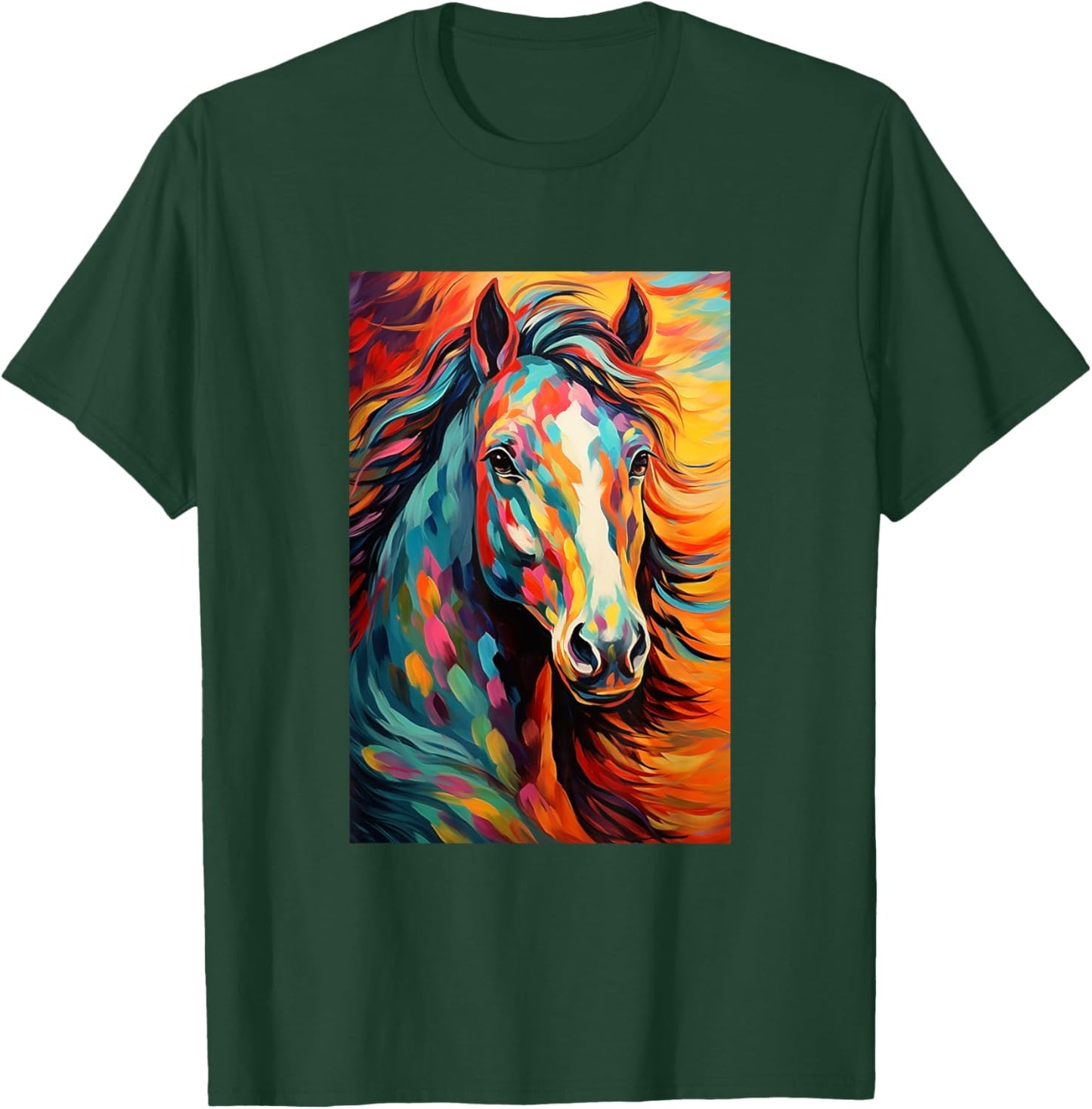 Horse Equestrian Riding - Van Gogh Style - Starry Night T-Shirt - T-Shirt | Forest