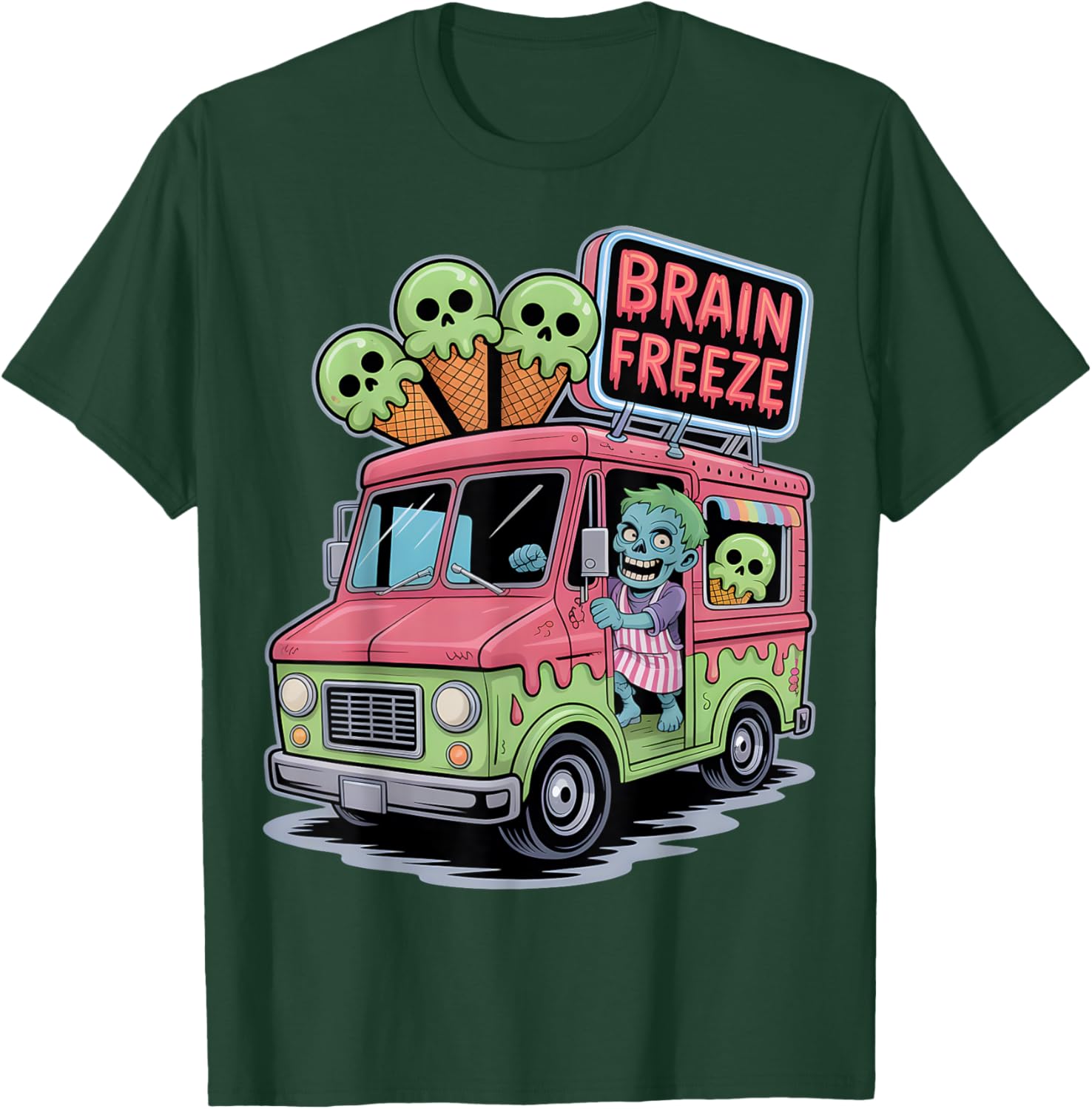 Brain Freeze Zombie Cream Truck T-Shirt - T-Shirt | Forest
