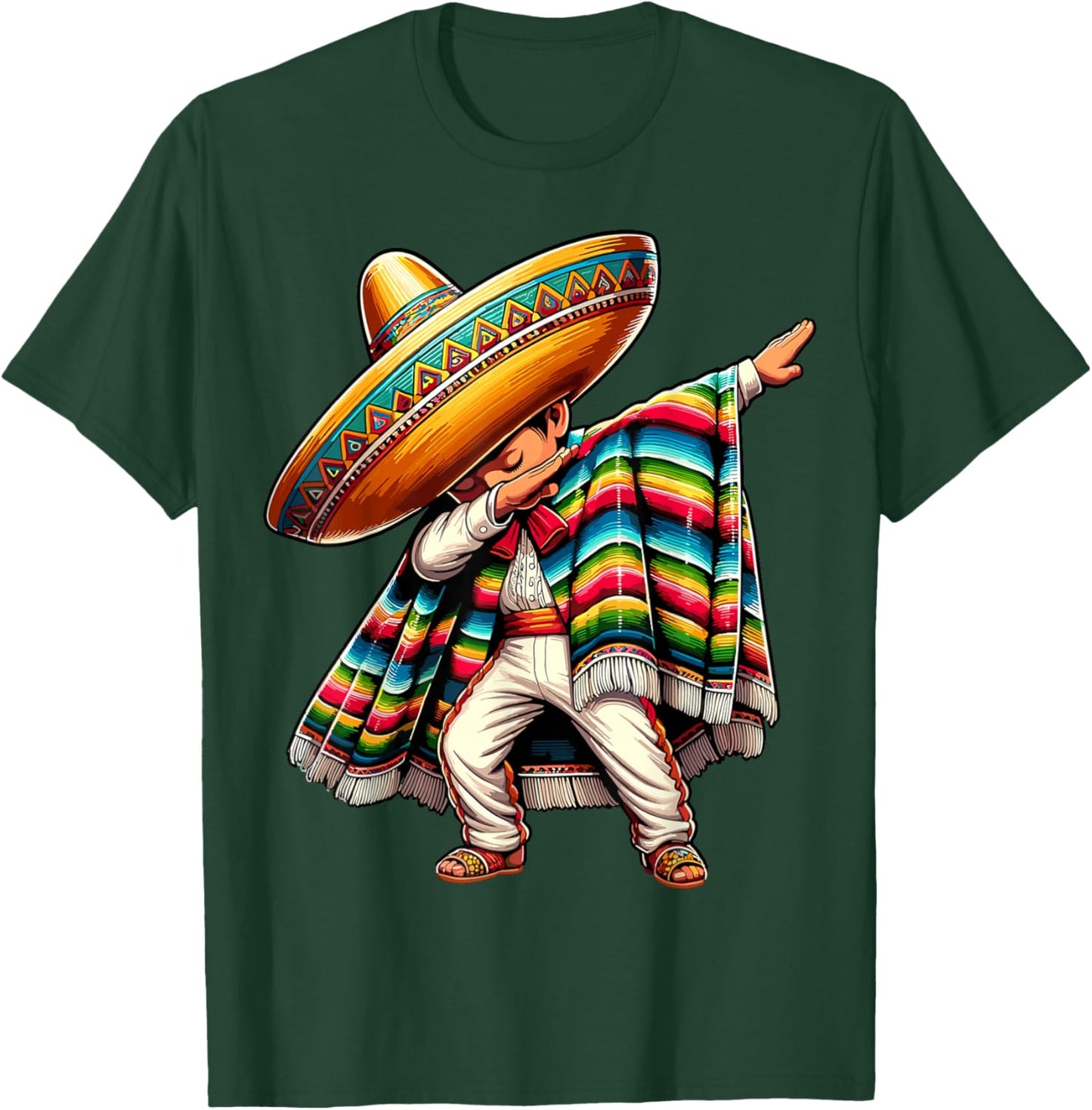 Dabbing Boys Mexican Poncho Cinco de Mayo T-Shirt - T-Shirt | Forest