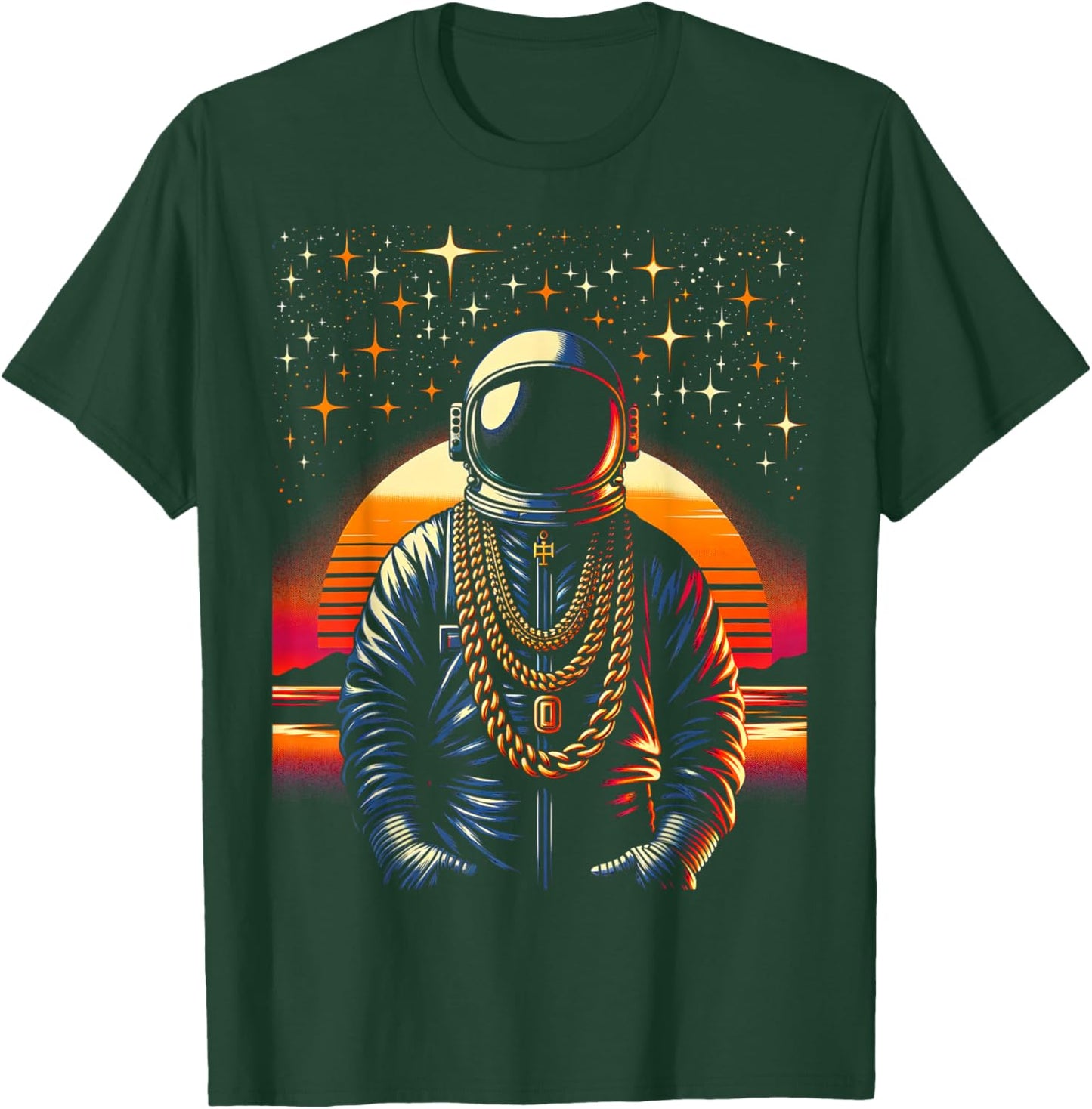 Hip Hop Astronaut | Men Women (S-6XL) | Graphic T-Shirt - T-Shirt | Forest