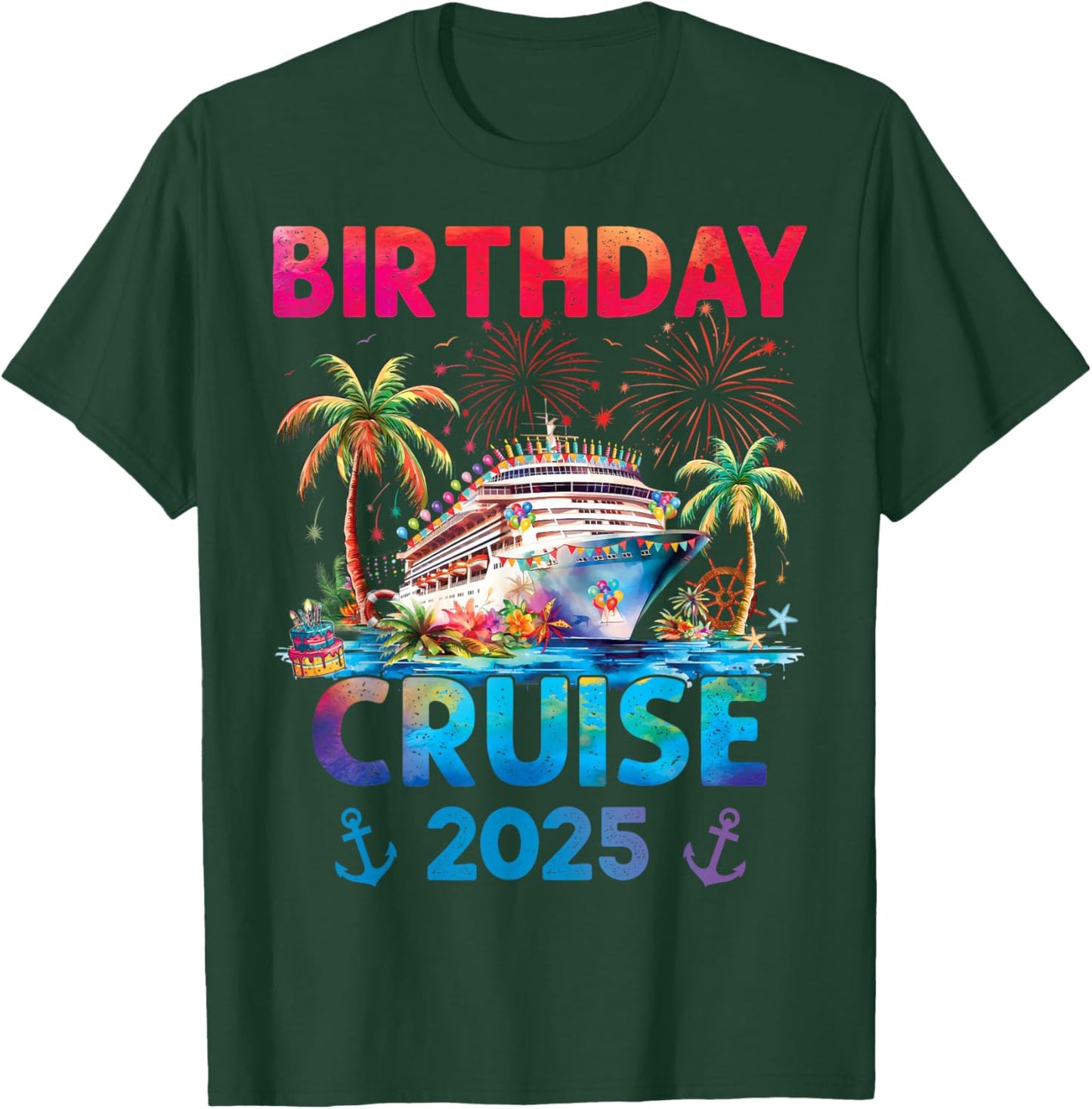 Birthday Cruise Trip Outfits 2025 -Adults & Kids Cruise Themed - Black, Small T-Shirt - T-Shirt | Forest