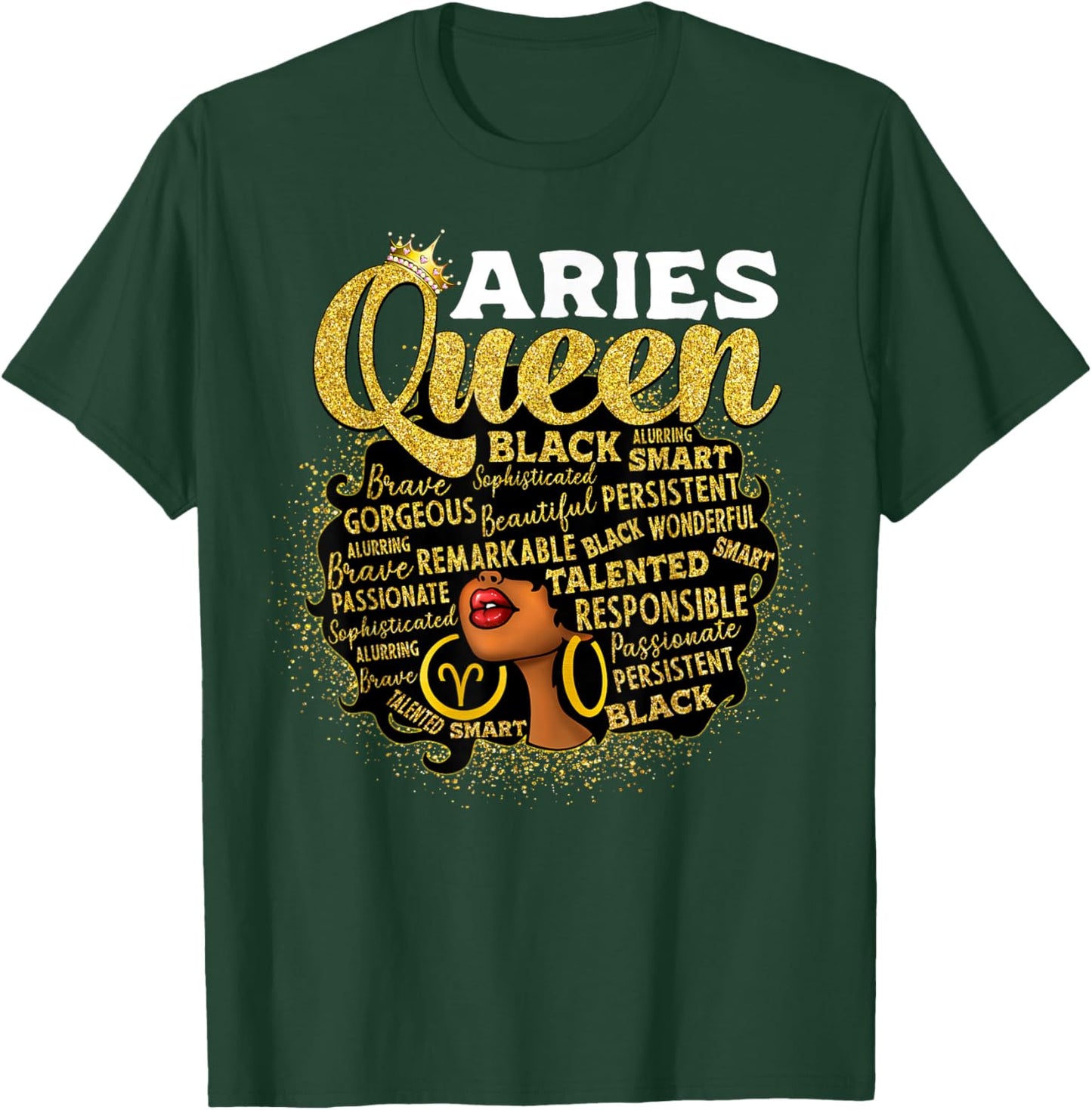 African American Women Zodiac Birthday Aries Queen T-Shirt - T-Shirt | Forest