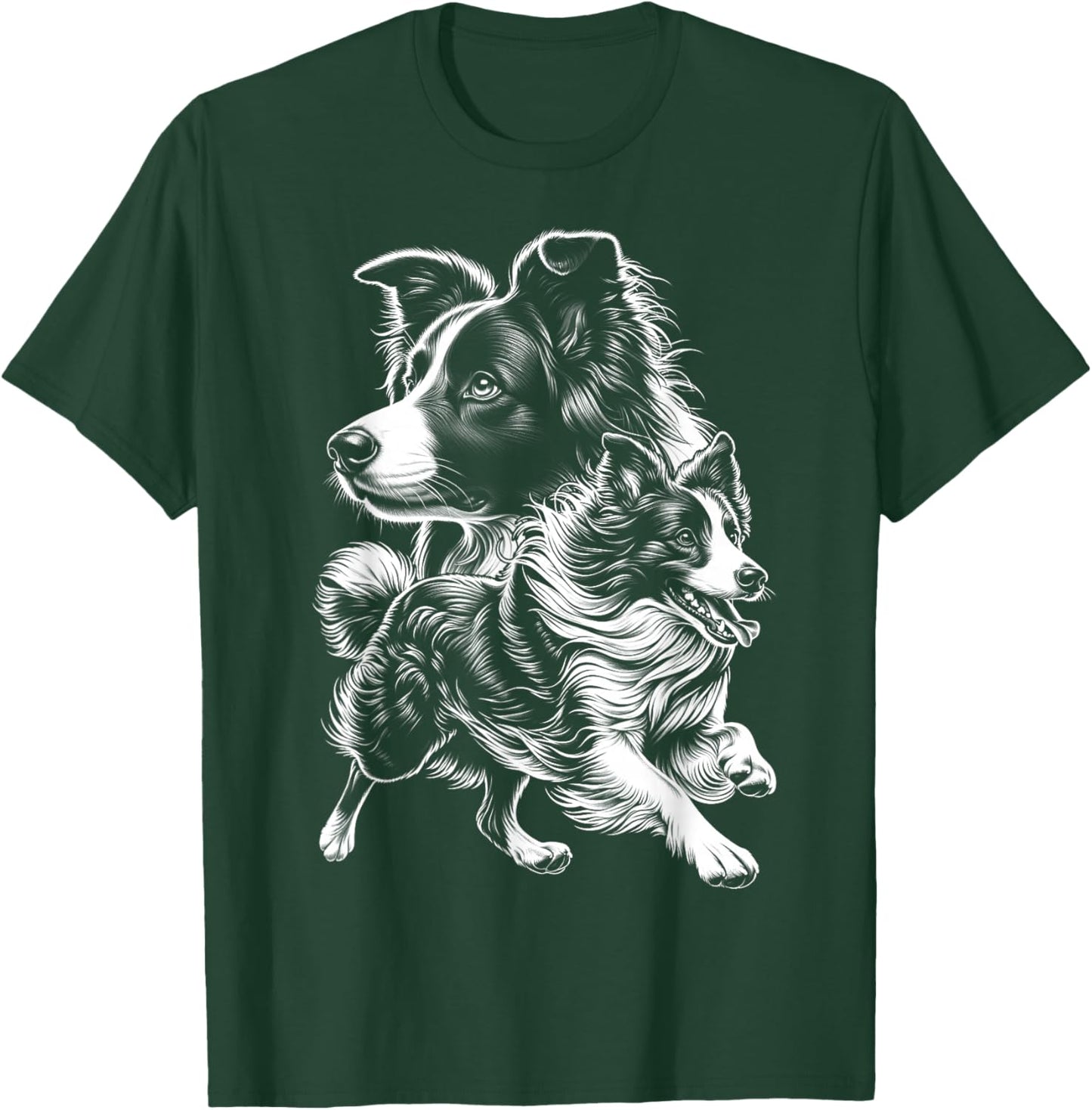 Super Cute Border Collie Photorealistic Portrait T-Shirt - T-Shirt | Forest