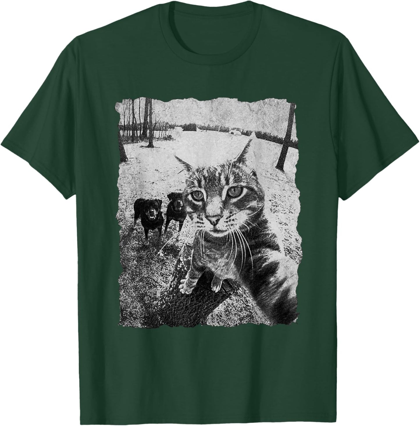 Funny Cat Selfie with Rottweiler, Funny Dog and cat Gangster T-Shirt - T-Shirt | Forest