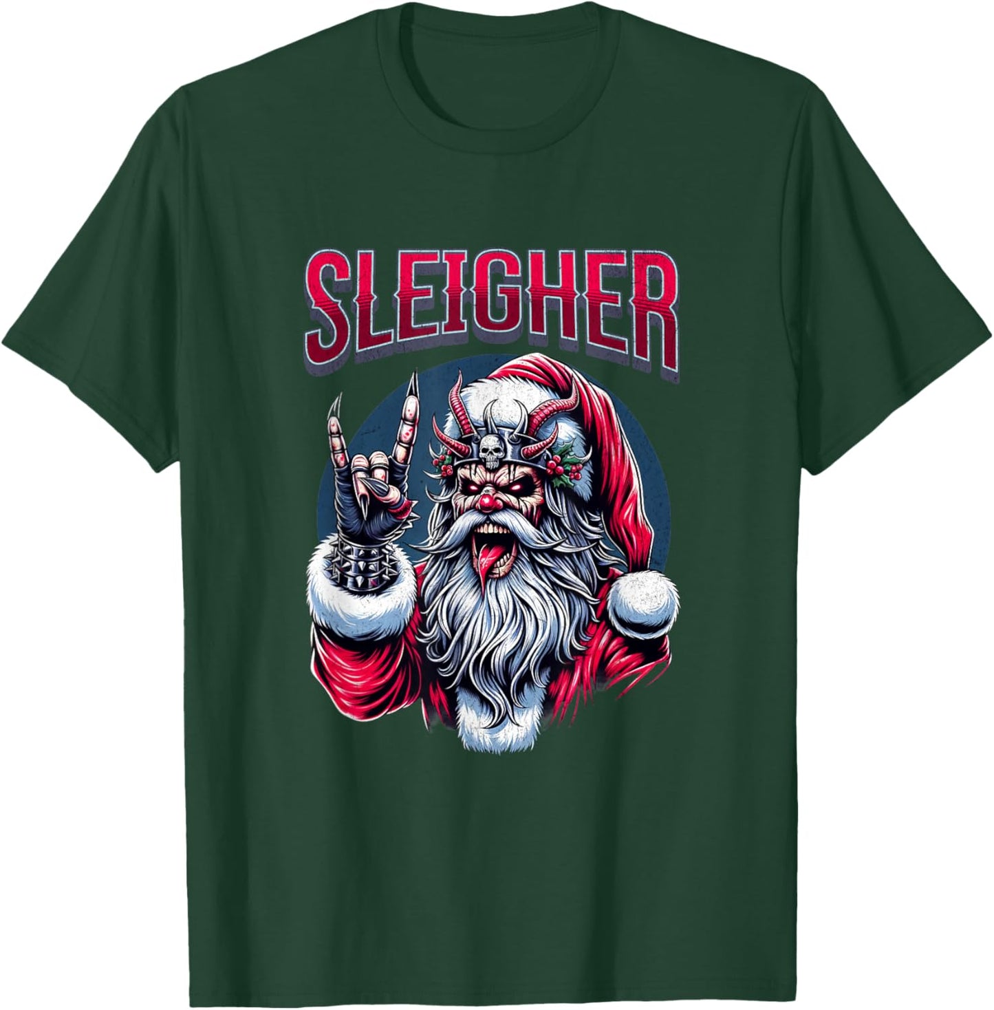 Christmas Sleigher, Metal Santa T-Shirt - T-Shirt | Forest