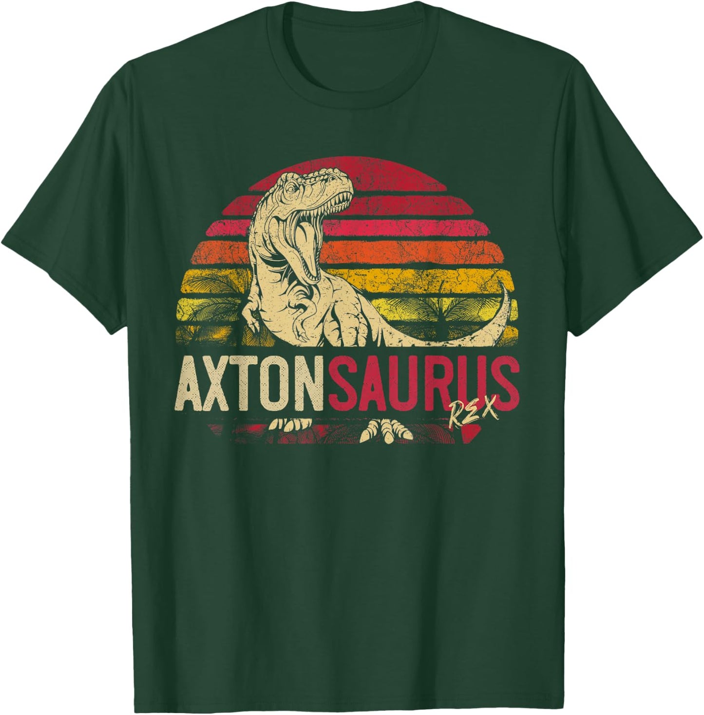 Axton Saurus Funny Personalized Dinosaur T Rex Name Boy Gift T-Shirt - T-Shirt | Forest