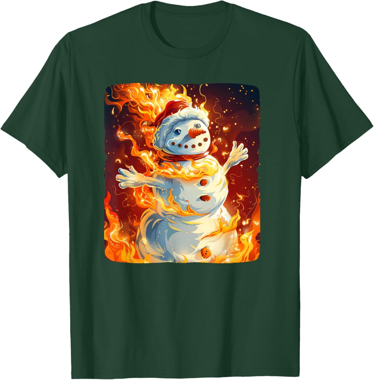 Funny Snowman in Flames Outfit for burning Winter Lovers T-Shirt - T-Shirt | Forest