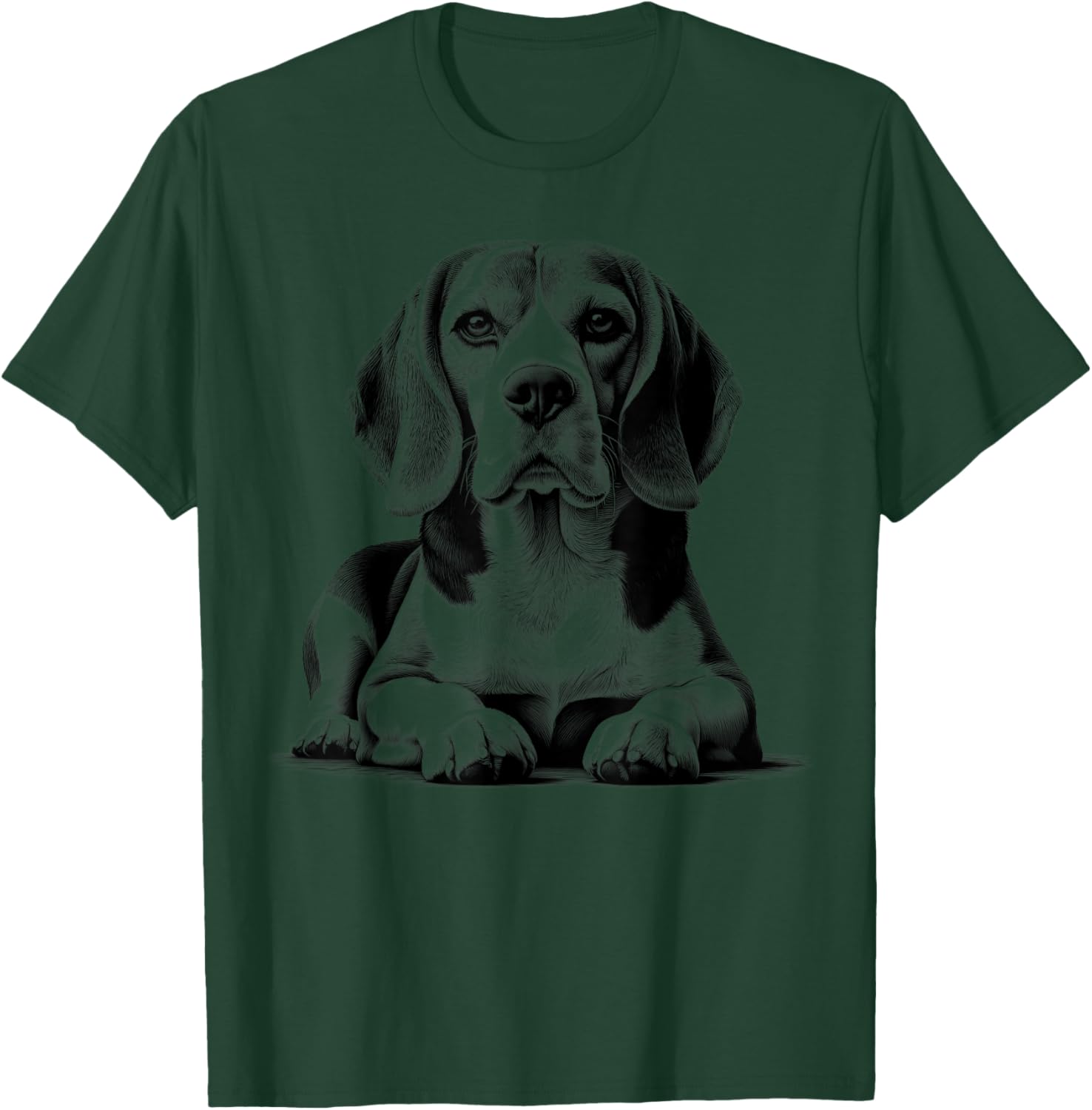 Super Cute Beagle Portrait in Lying Pose T-Shirt - T-Shirt | Forest