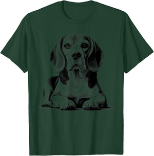 Super Cute Beagle Portrait in Lying Pose T-Shirt - T-Shirt | Forest