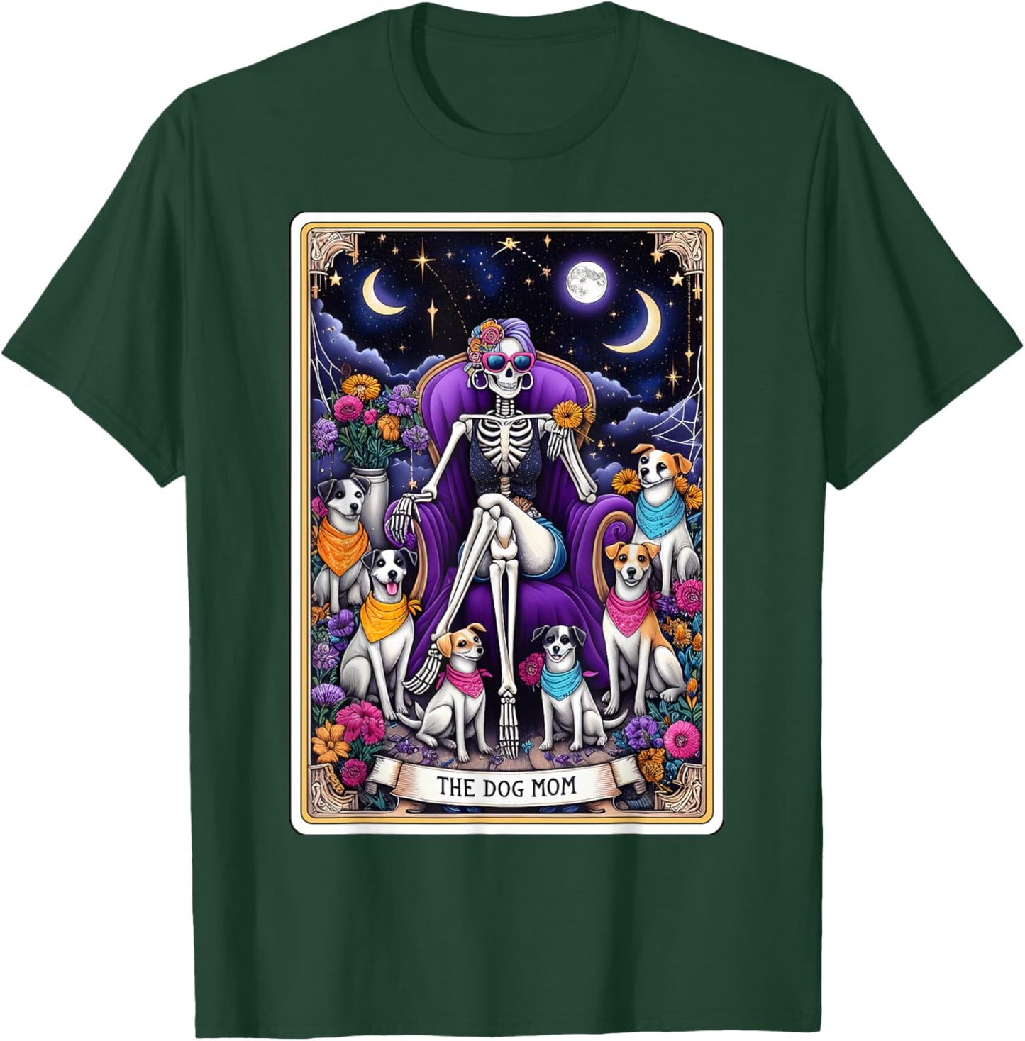 The Dog Mom Tarot Card Women Dog Mama Pup Puppy Skeleton T-Shirt - T-Shirt | Forest